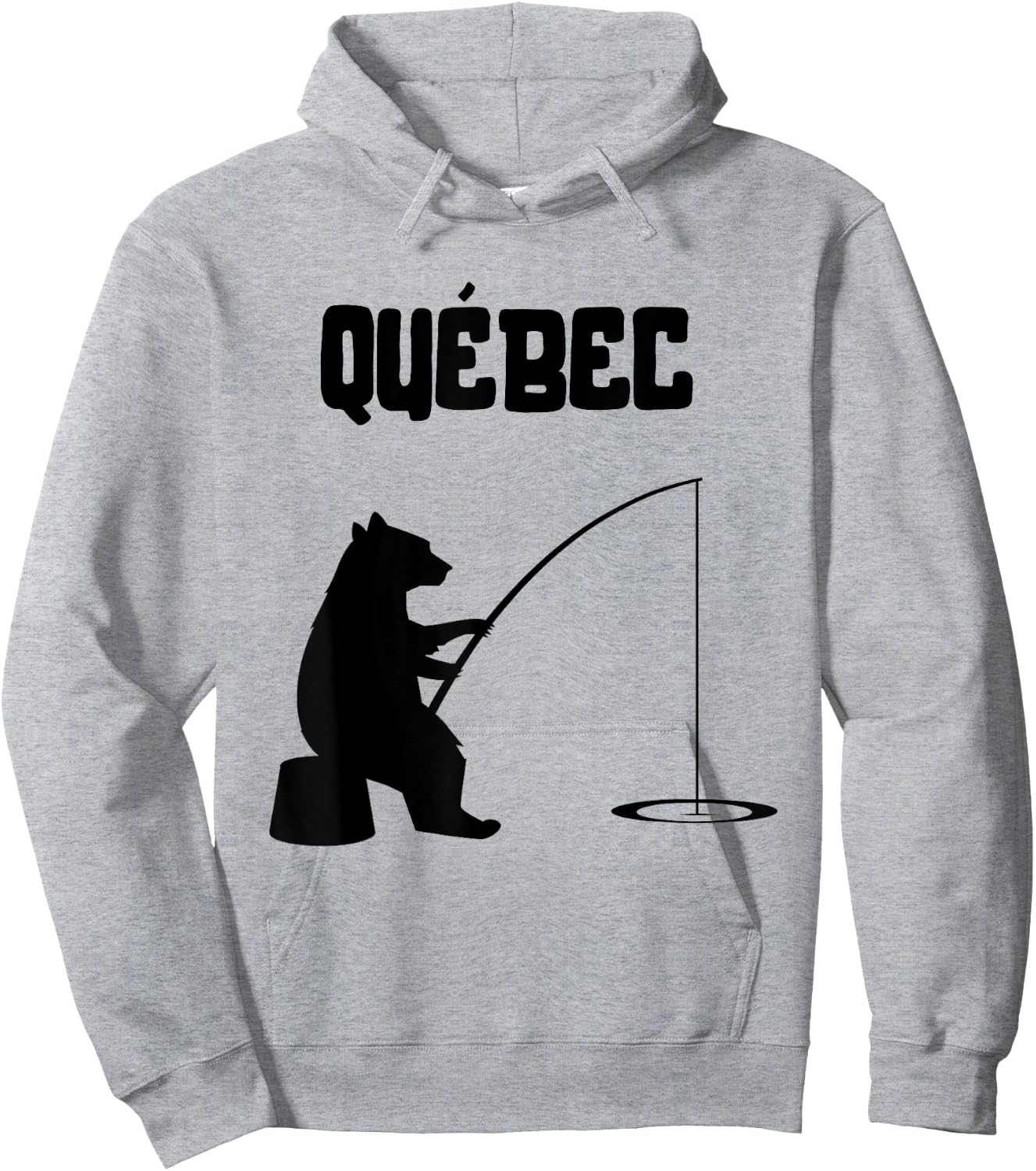 Quebec Shirt | QC Bear Fishing Hoodie - Hoodie | Ash