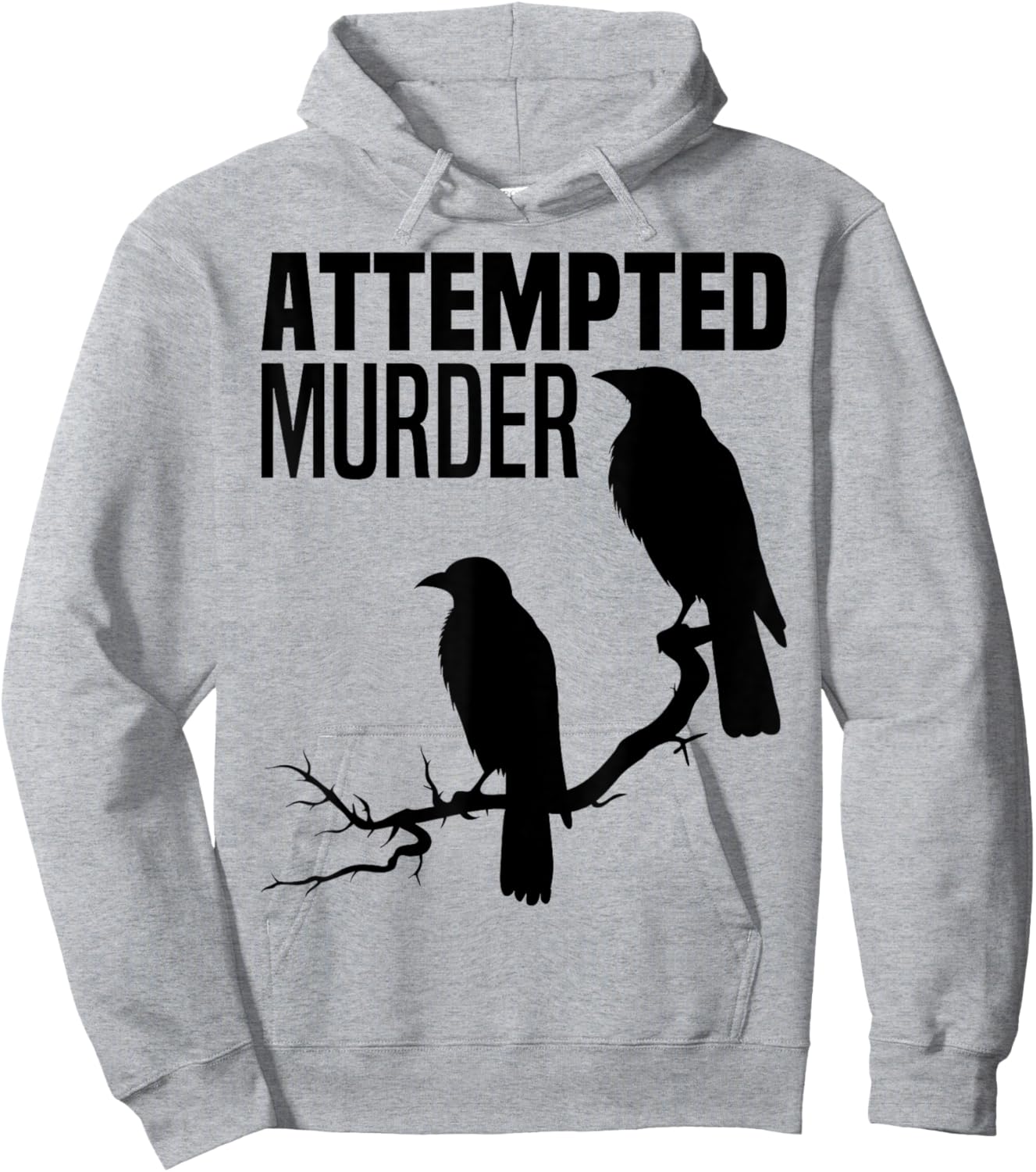 Attempted Murder Crows Ravens Bird Meme Funny Crow On Branch Hoodie - Hoodie | Ash