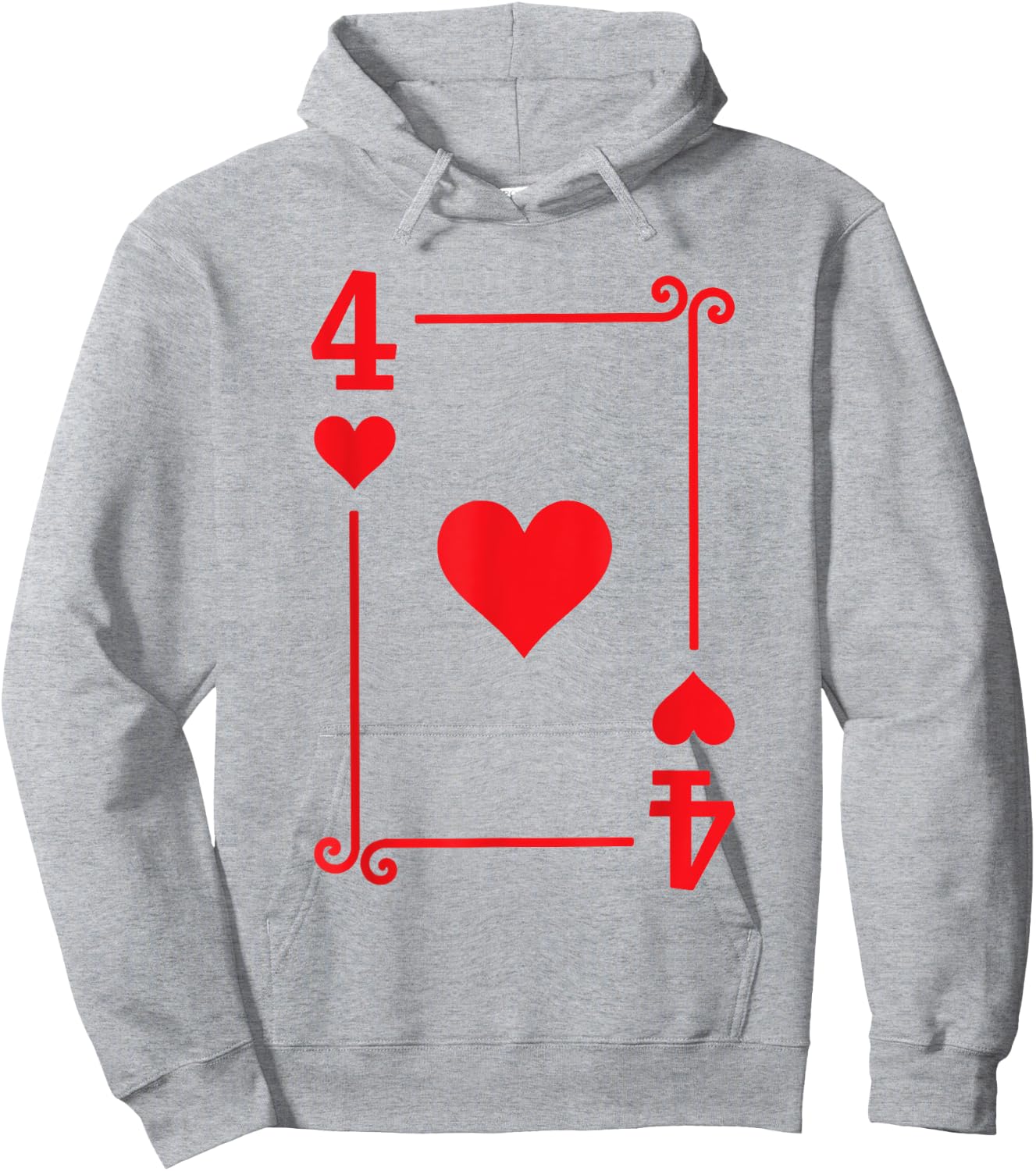 Playing Card Costume - 4 Hearts Card - Four Card Hoodie - Hoodie | Ash