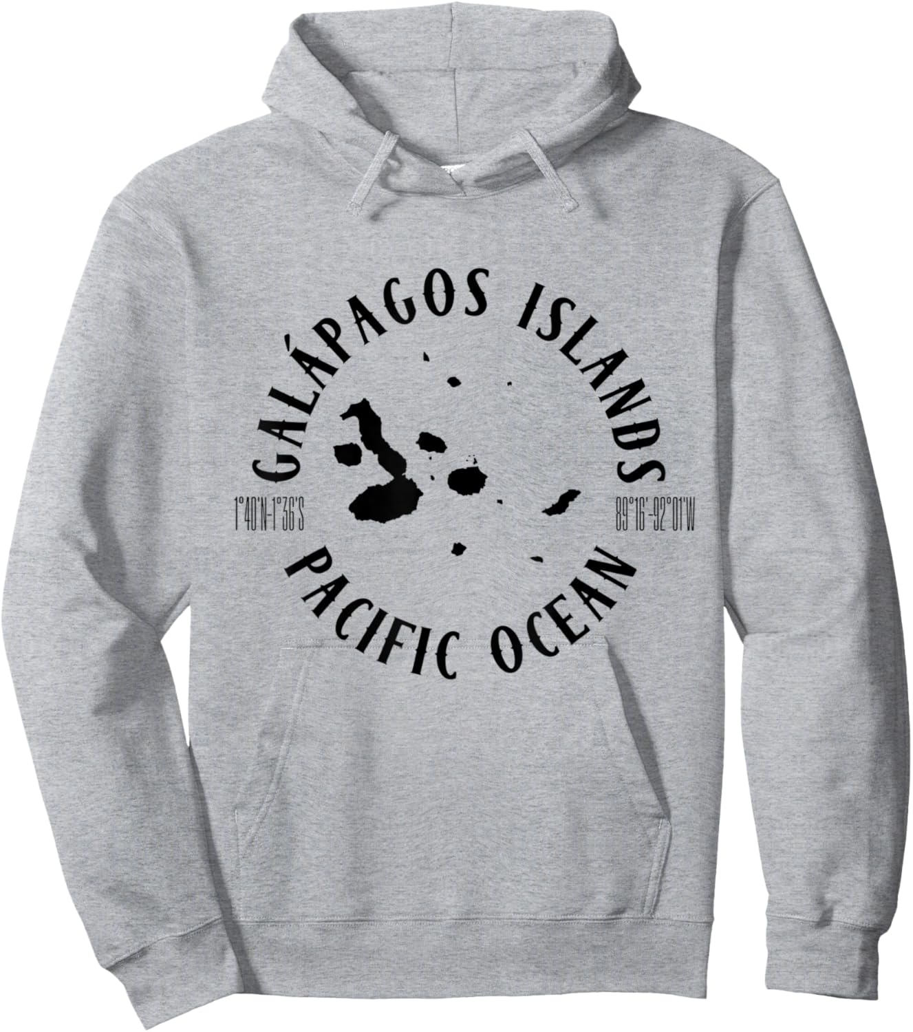 Galapagos Islands Ecuador With Map And Coordinates Graphic Hoodie - Hoodie | Ash