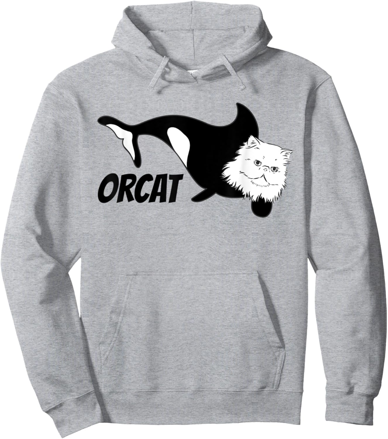 Funny orcat orca whale cat orcat pun joke fish cats feline Women Kids Hoodie - Hoodie | Ash