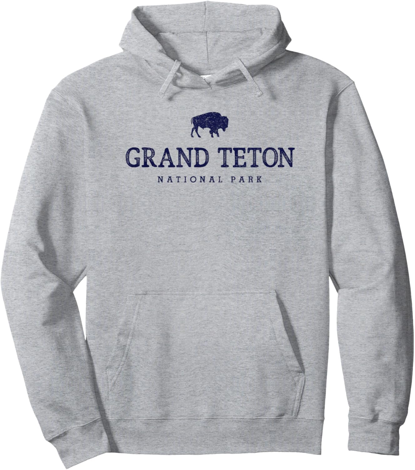 Grand Teton National Park Bison Vintage Hiking Souvenir Hoodie - Hoodie | Ash
