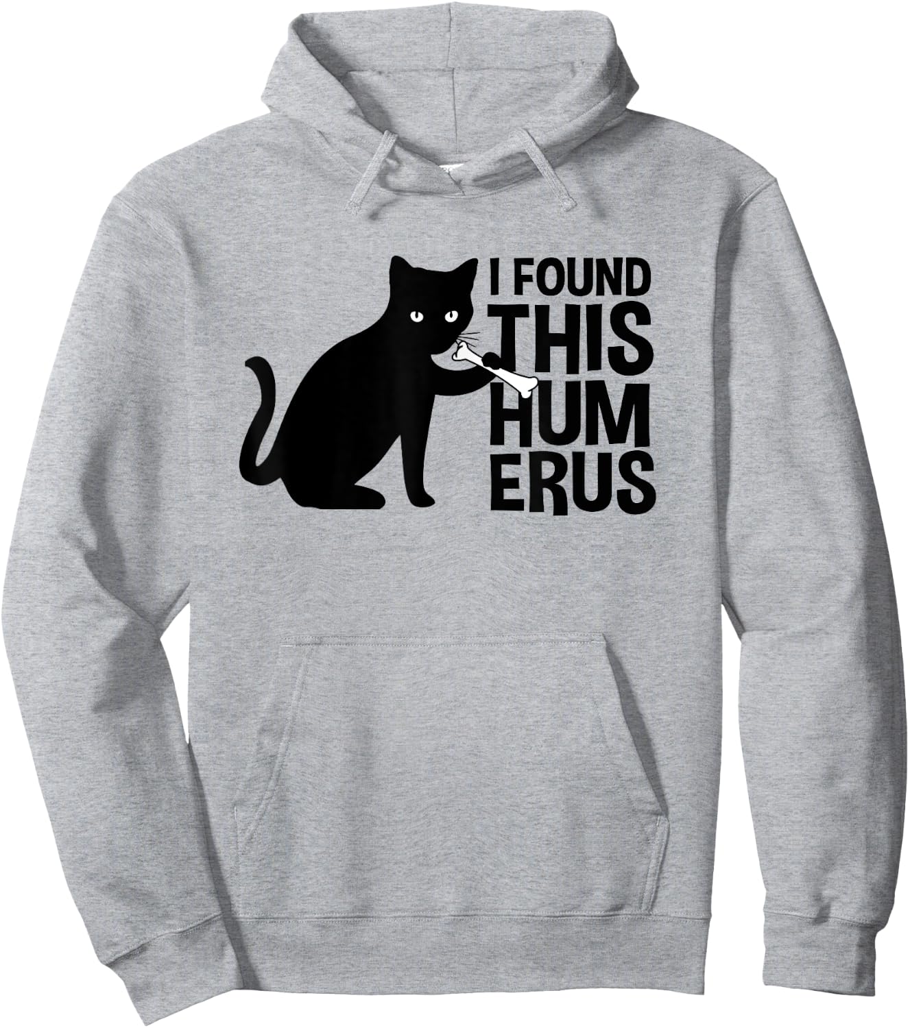 I Found This Humerus Cats Humorous Black Cat wi Bone Women Girls Kids Hoodie - Hoodie | Ash