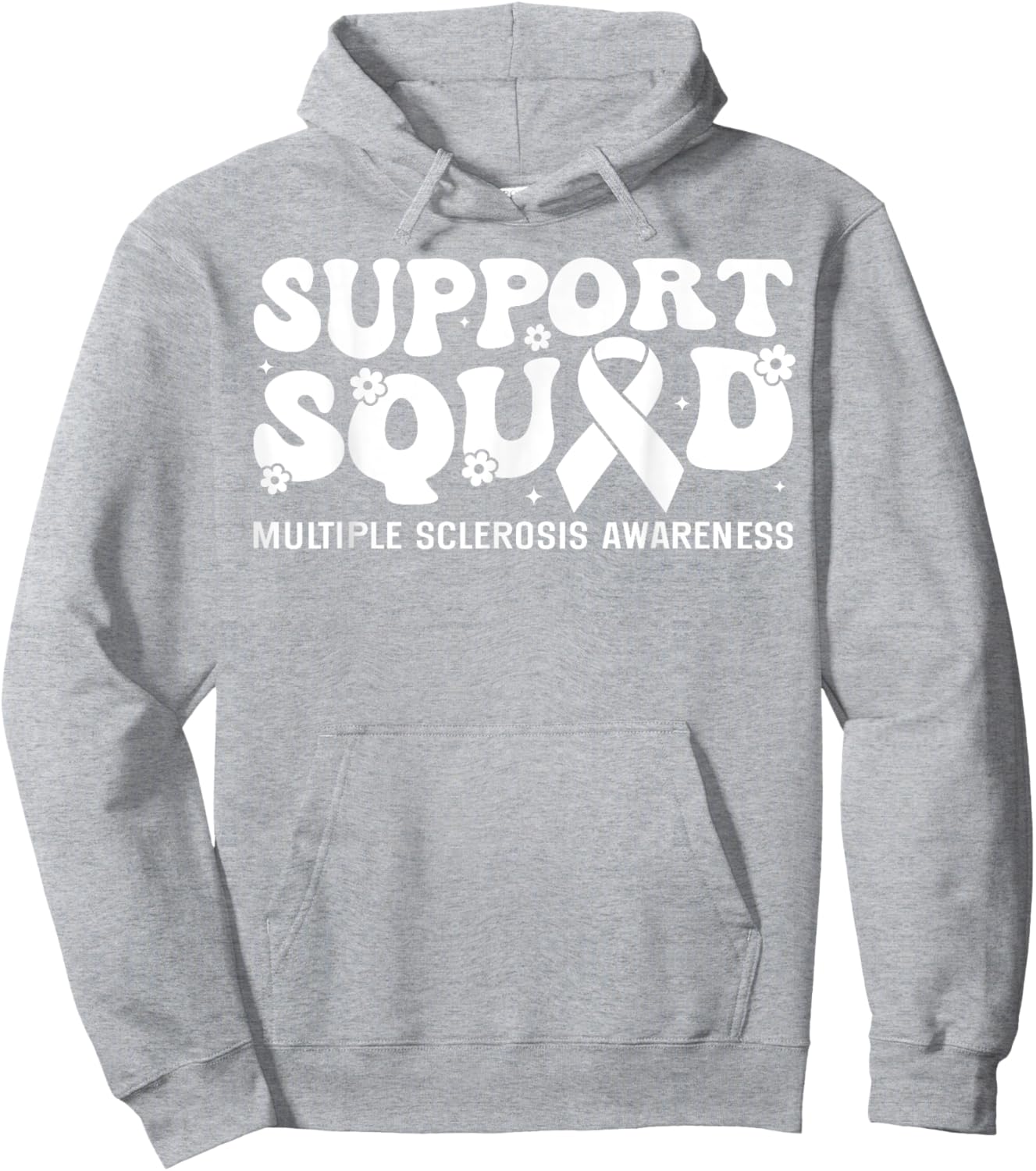 Support Squad MS Multiple Sclerosis Awareness Groovy Hoodie - Hoodie | Ash