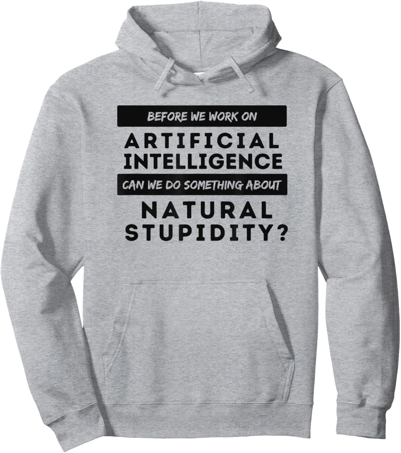 BEFORE WE WORK ON AI CAN WE ADDRESS NATURAL STUPIDITY Funny Hoodie - Hoodie | Ash