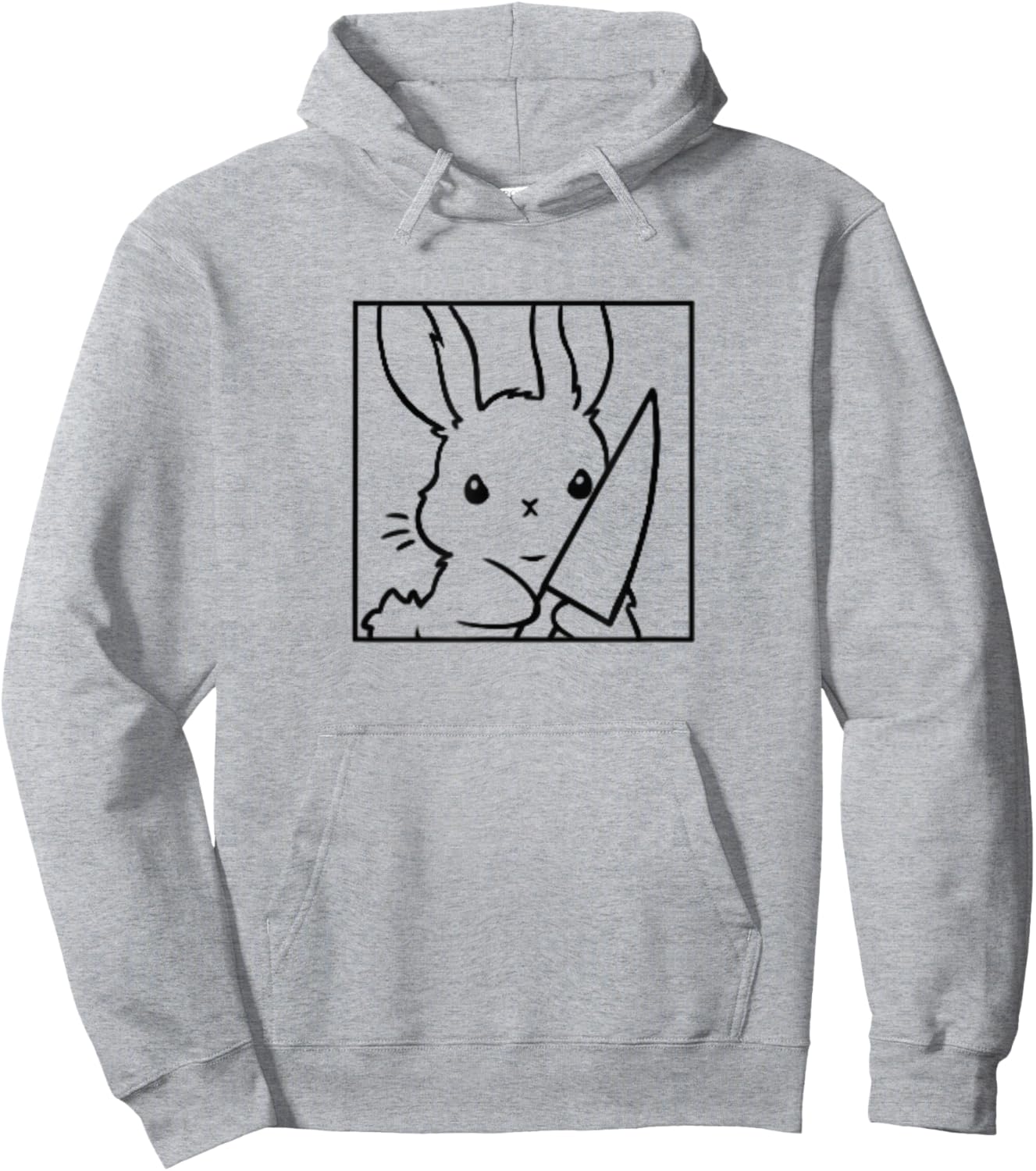 Coquette Cartoon Cute Kawaii Emote Angry Rabbit Bunny Knife Hoodie - Hoodie | Ash