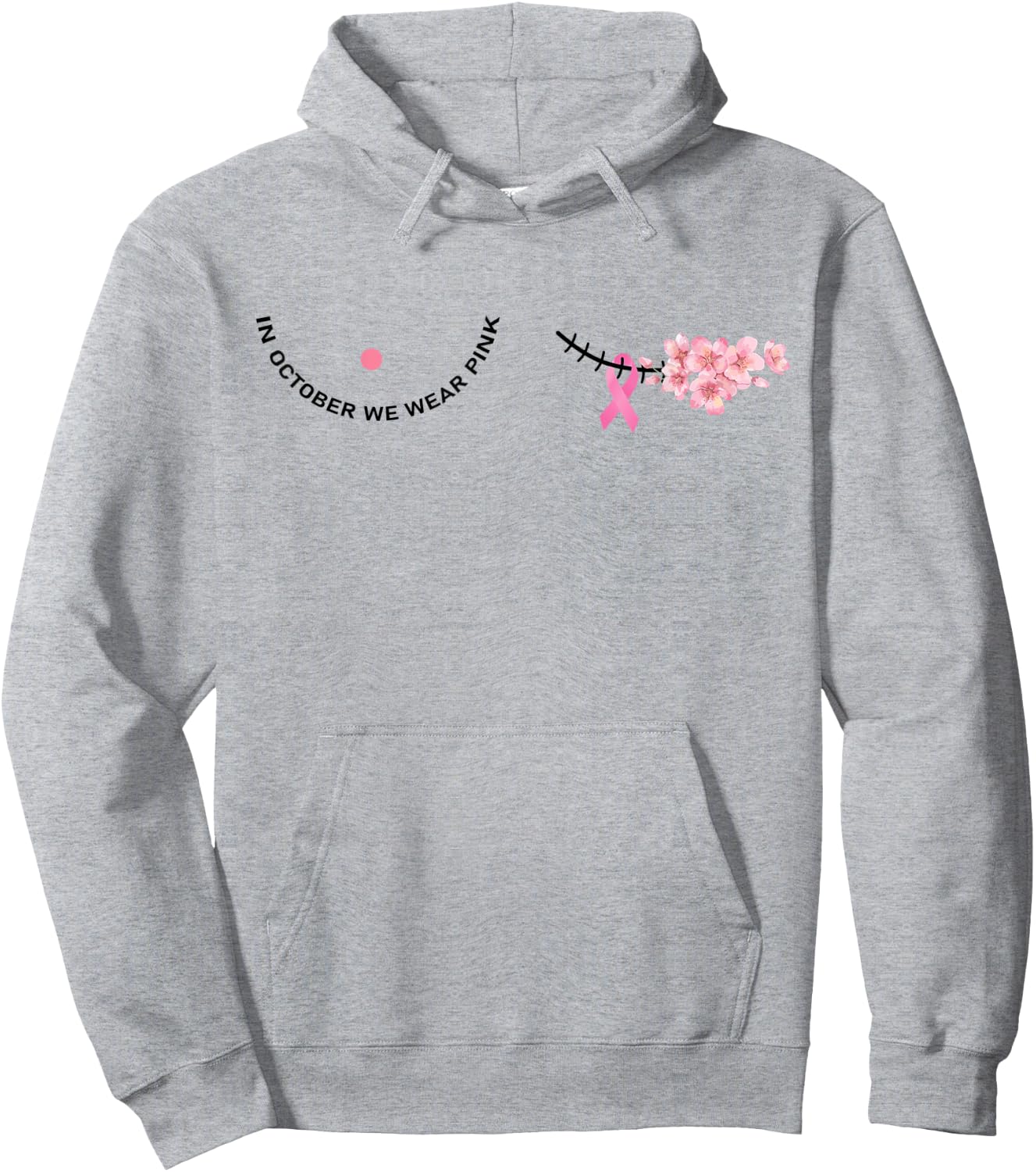In October We Wear Pink Pink Ribbon Breast Cancer Awareness Hoodie - Hoodie | Ash