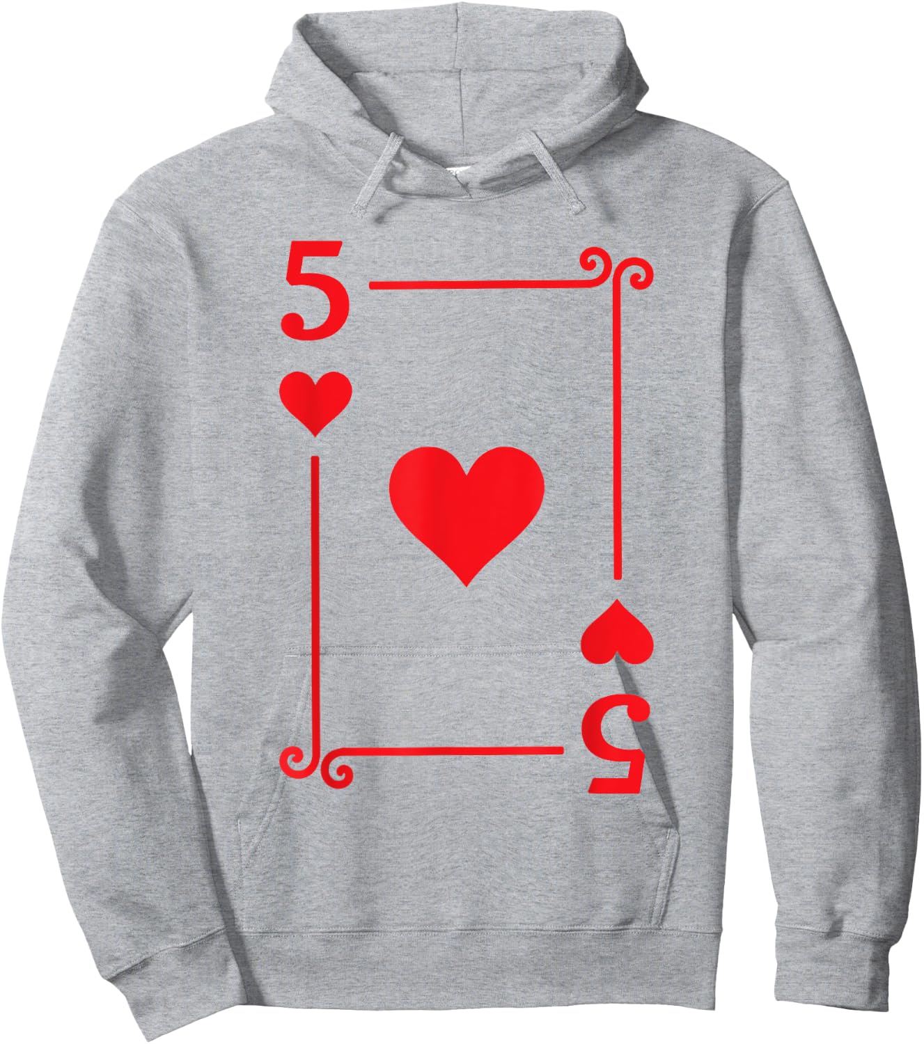Playing Card Costume - 5 Hearts Card - Five Card Hoodie - Hoodie | Ash