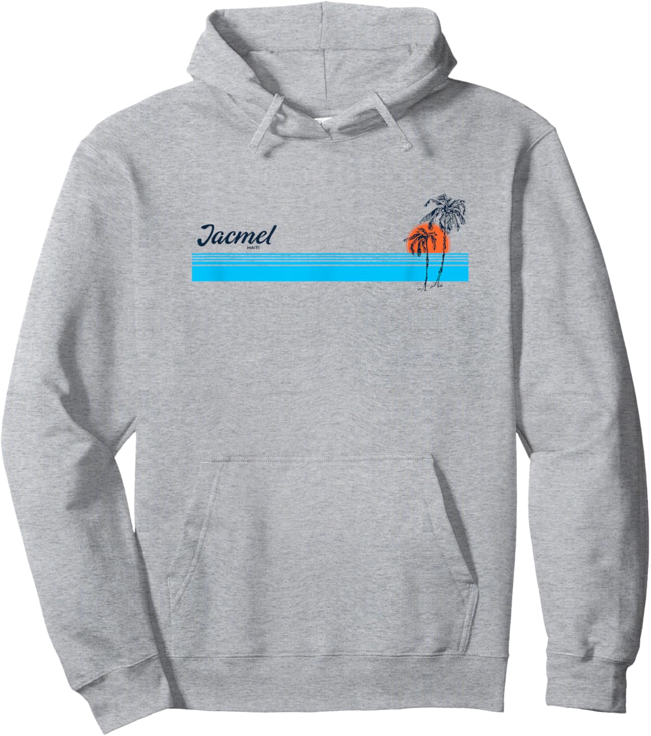 Jacmel Vintage 70s Palm Trees Design Hoodie - Hoodie | Ash