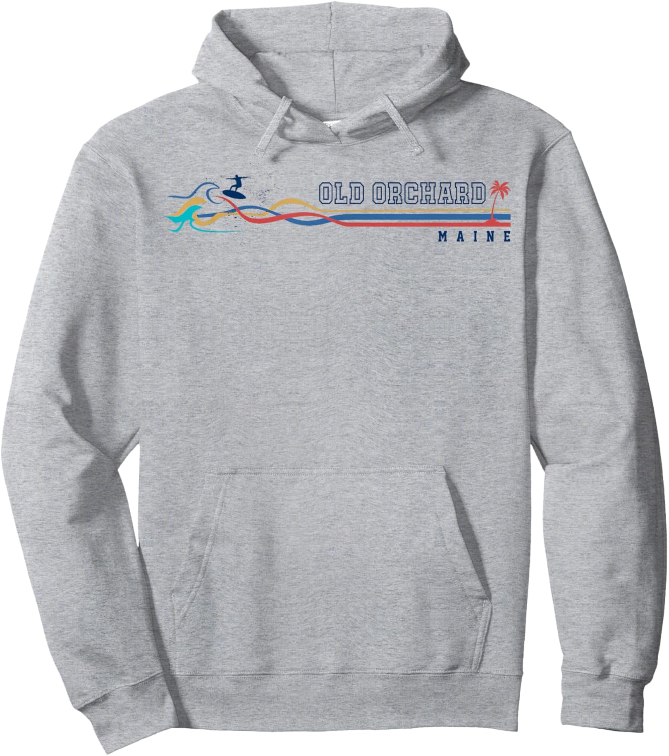 Retro Old Orchard Beach Maine Men Women Surfboarder Hoodie - Hoodie | Ash