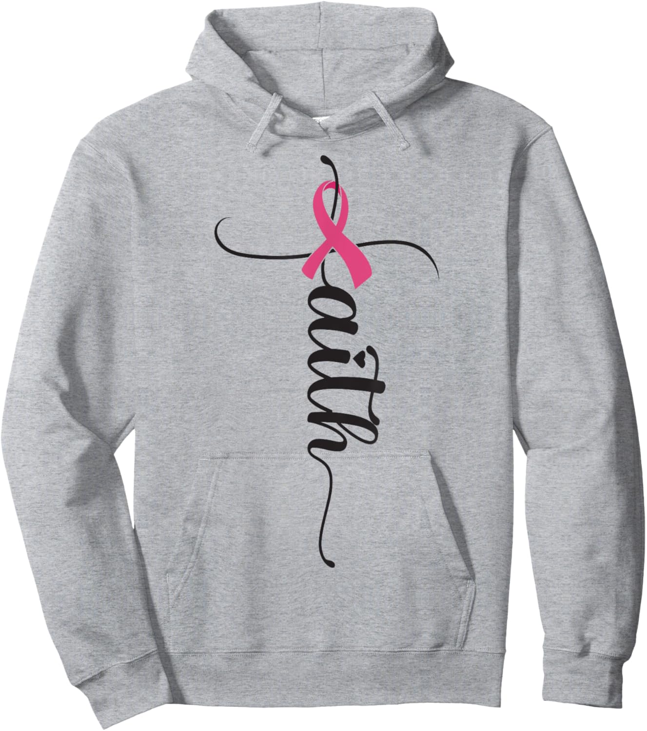 Breast Cancer Faith Breast Cancer Awareness Pink Ribbon Hoodie - Hoodie | Ash