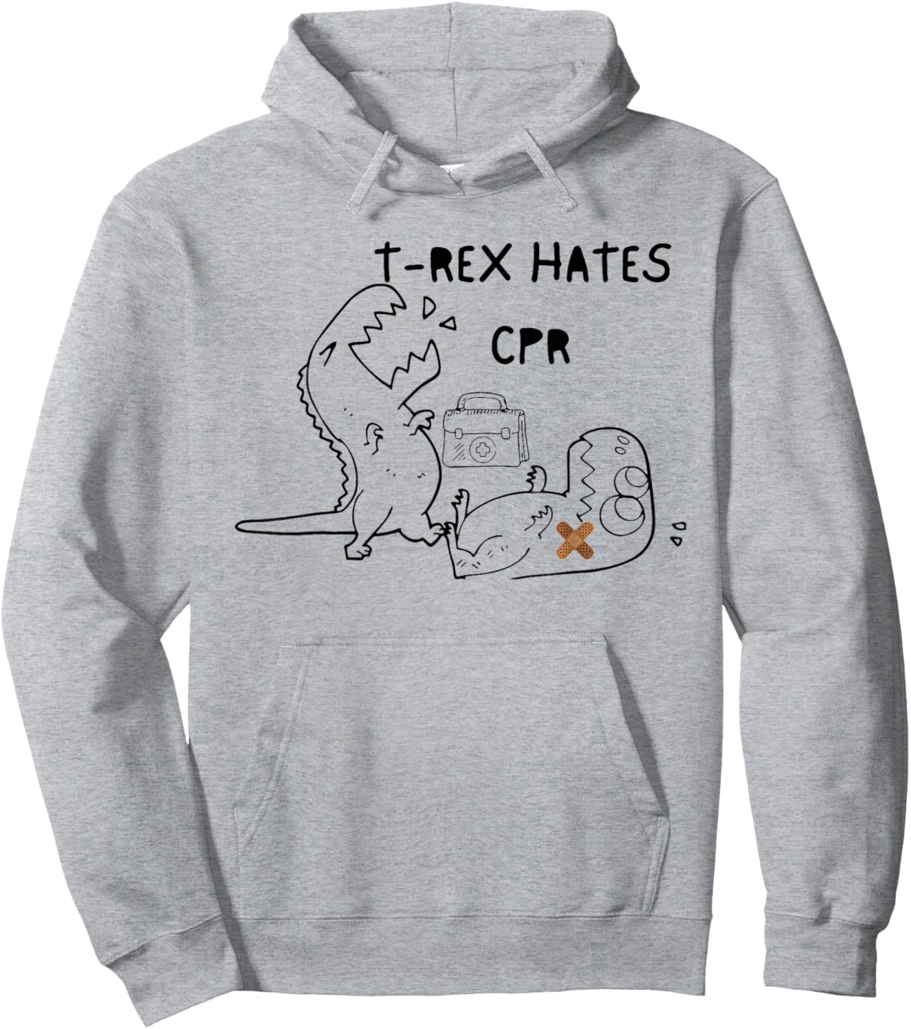 T-Rex Hates CPR Dinosaurs Hoodie - Hoodie | Ash