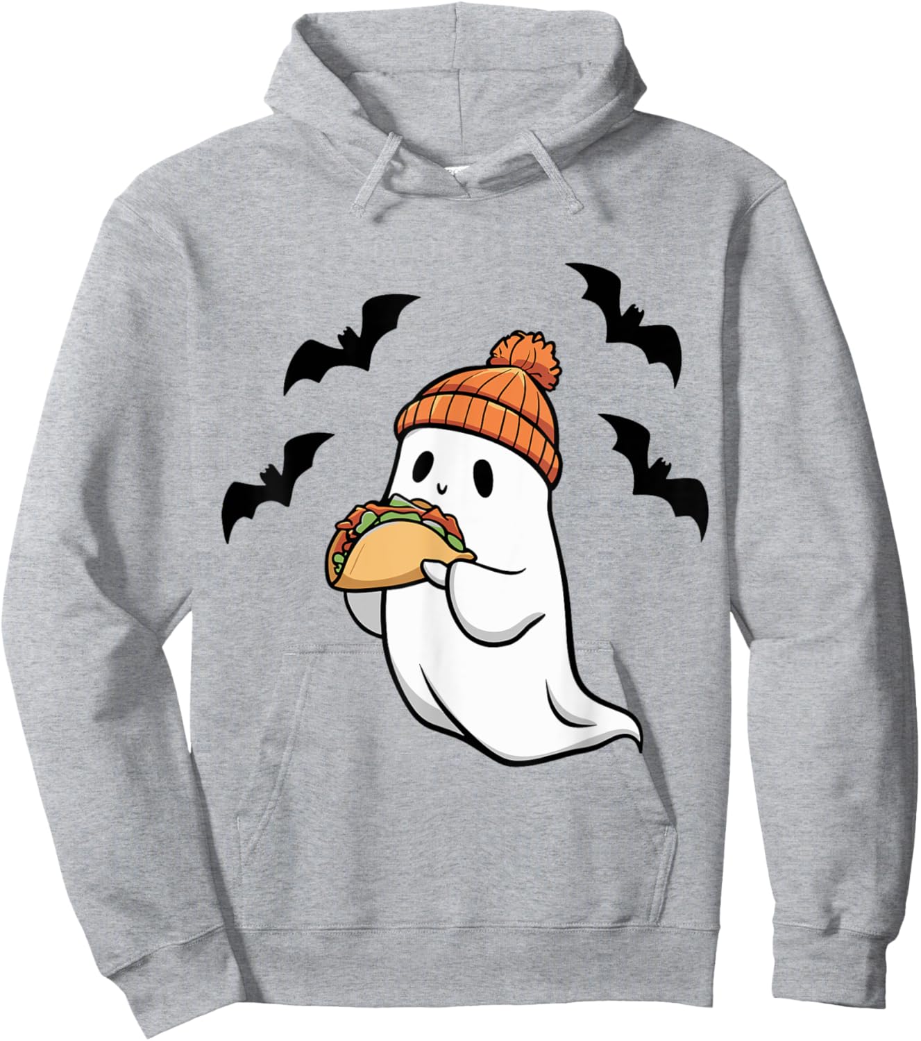 Funny Ghost Eating Tacos Spooky Taco Halloween Food Costume Hoodie - Hoodie | Ash