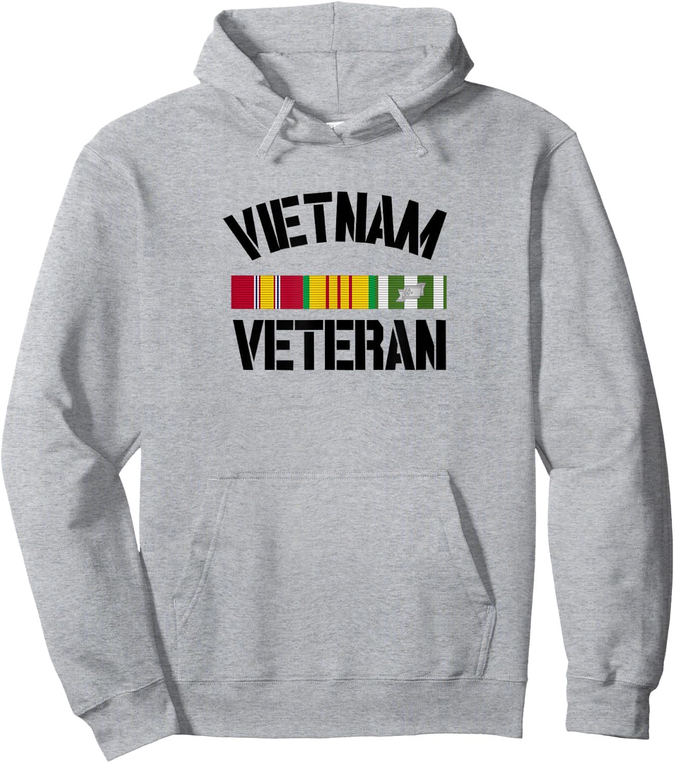 Patriotic American Creations by Revinct Designs Vietnam Veteran Pride Service Ribbon - Men's Grey Classic Fit Short Sleeve - Size Small Hoodie - Hoodie | Ash