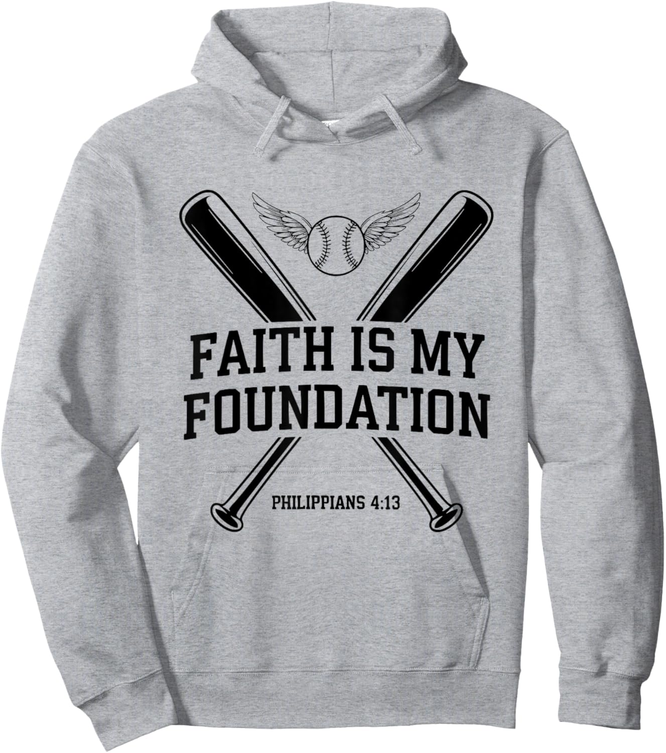 Christian Baseball Player Sports Bible Verse Theme Hoodie - Hoodie | Ash