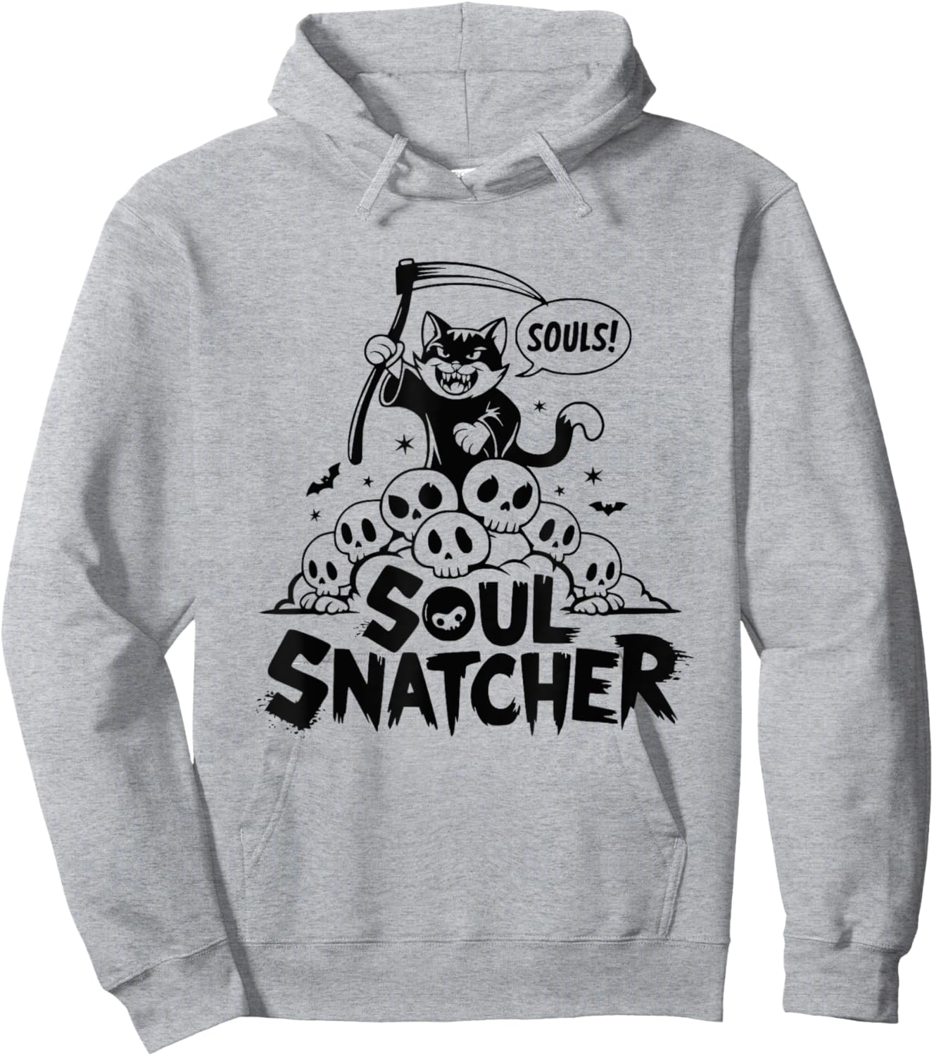 Soul Snatcher Cat Pile Of Skulls Halloween Women Hoodie - Hoodie | Ash