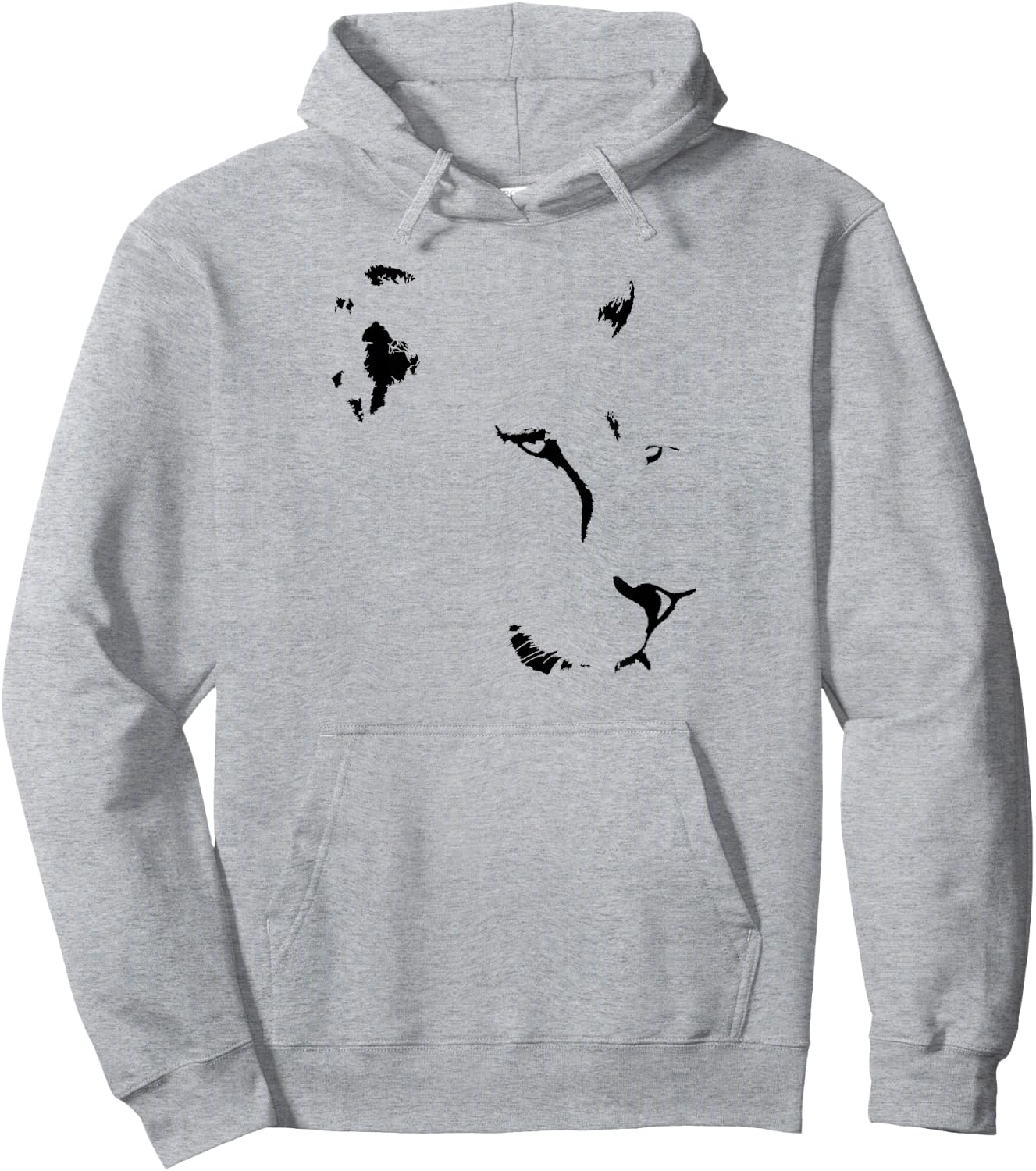 Lioness Face in Minimalist Line Art for Lion Fans Hoodie - Hoodie | Ash