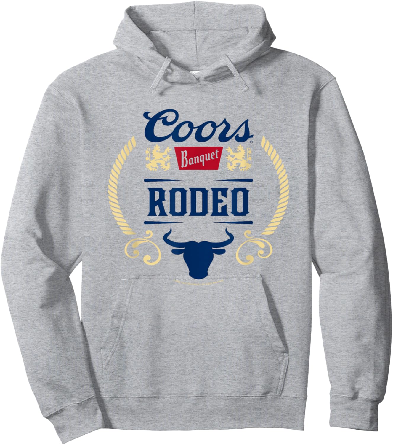 Coors Banquet Rodeo Bull Face Vintage Logo Hoodie - Hoodie | Ash