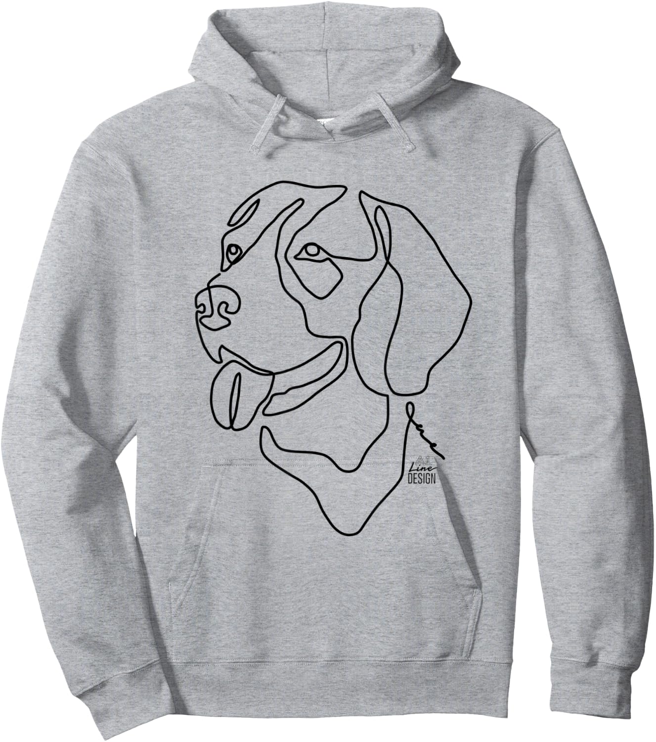 Beagle Original 1 Line Art Dog Illustration Hoodie - Hoodie | Ash
