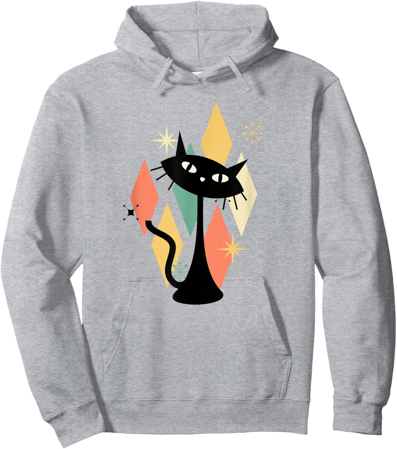Colorful Retro Cat Midcentury Atomic Age Modern Mid Century Women Kids Hoodie - Hoodie | Ash