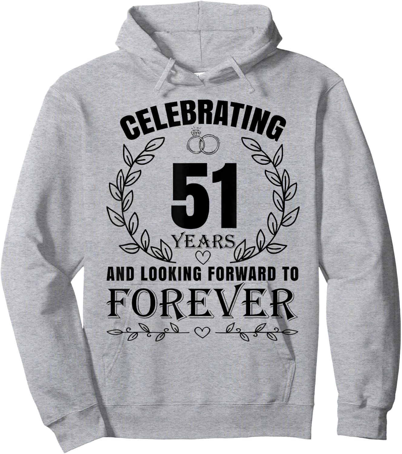 Cute 51st Wedding Anniversary for Couples Married 51 year Hoodie - Hoodie | Ash
