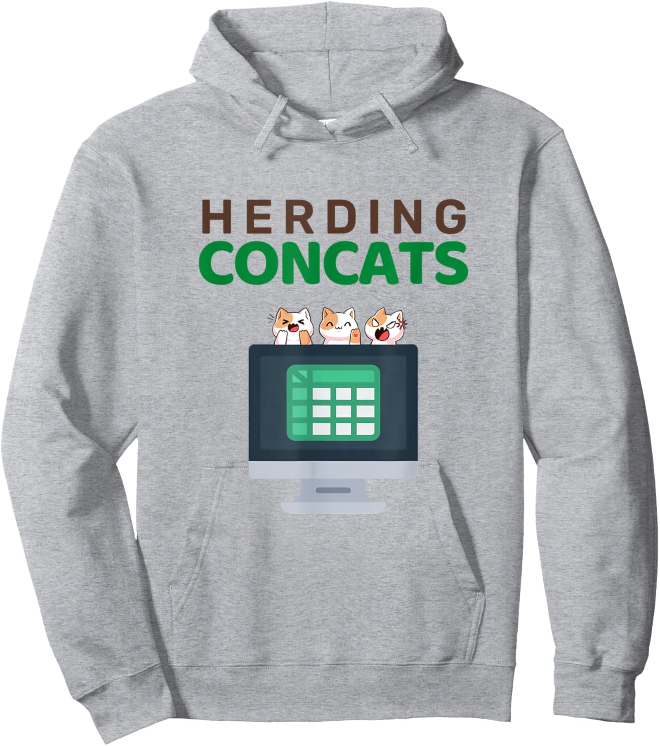 Concat Excel Formula Joke Spreadsheet Design Men Women Hoodie - Hoodie | Ash