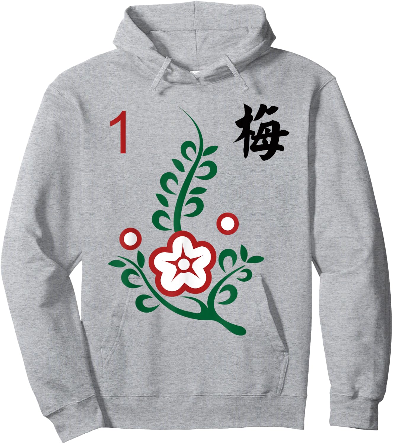 Chinese Mahjong Mah Jong Game Tiles Character Flower One Hoodie - Hoodie | Ash