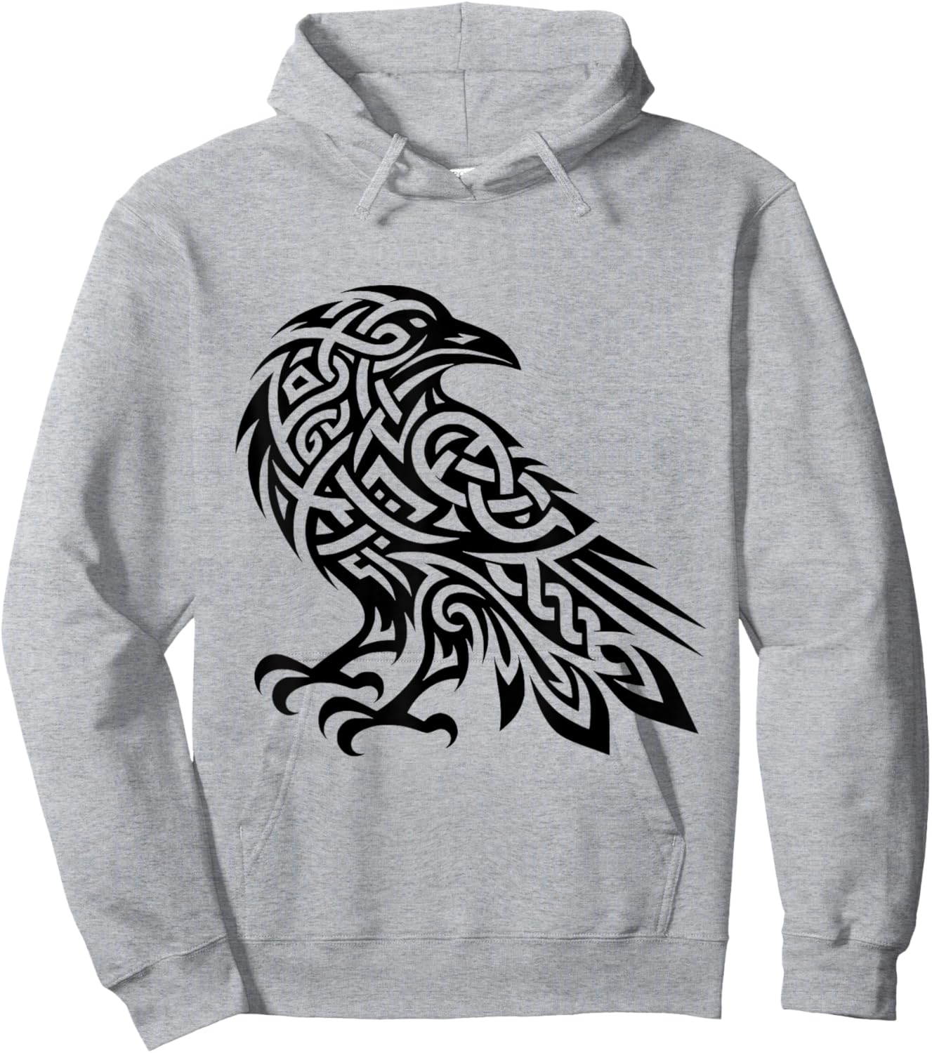 Tribal Crow Nordic Motifs Gaelic Patterns Crow Ornamental Hoodie - Hoodie | Ash