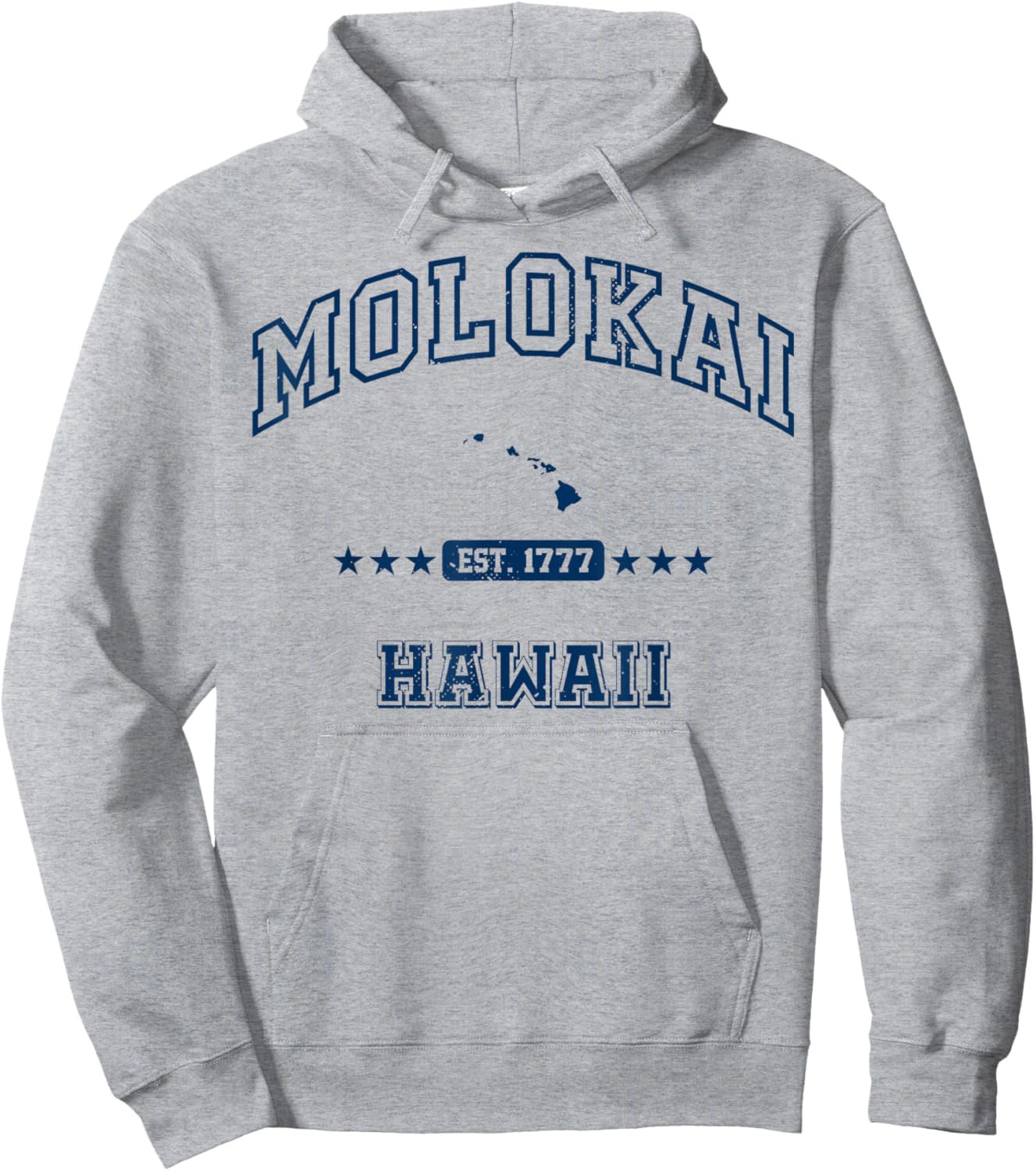 Molokai Hawaii HI Vintage Athletic Navy Hoodie - Hoodie | Ash