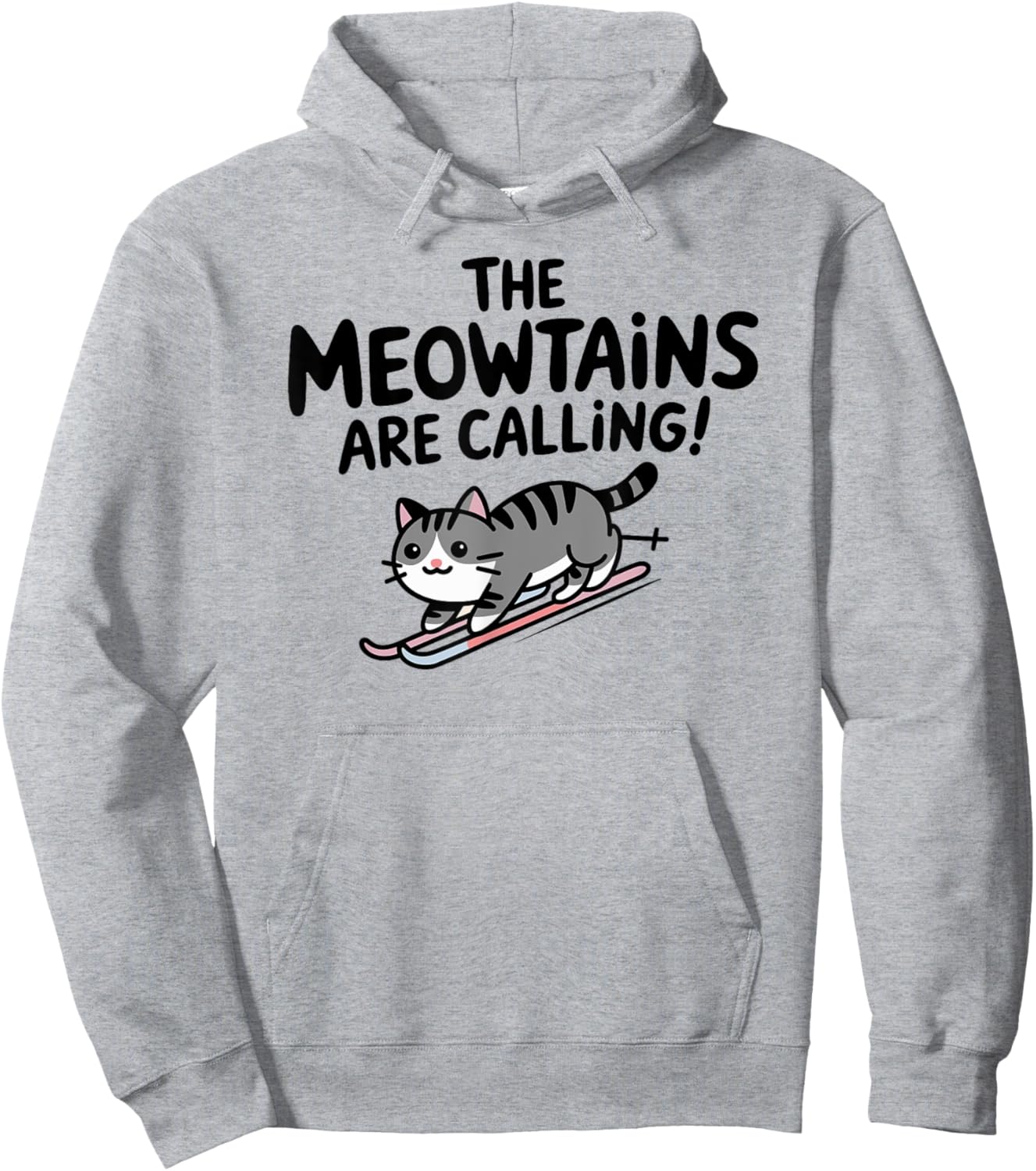 The meowtains are calling Cat Snowboard Ski Men Women Kids Hoodie - Hoodie | Ash