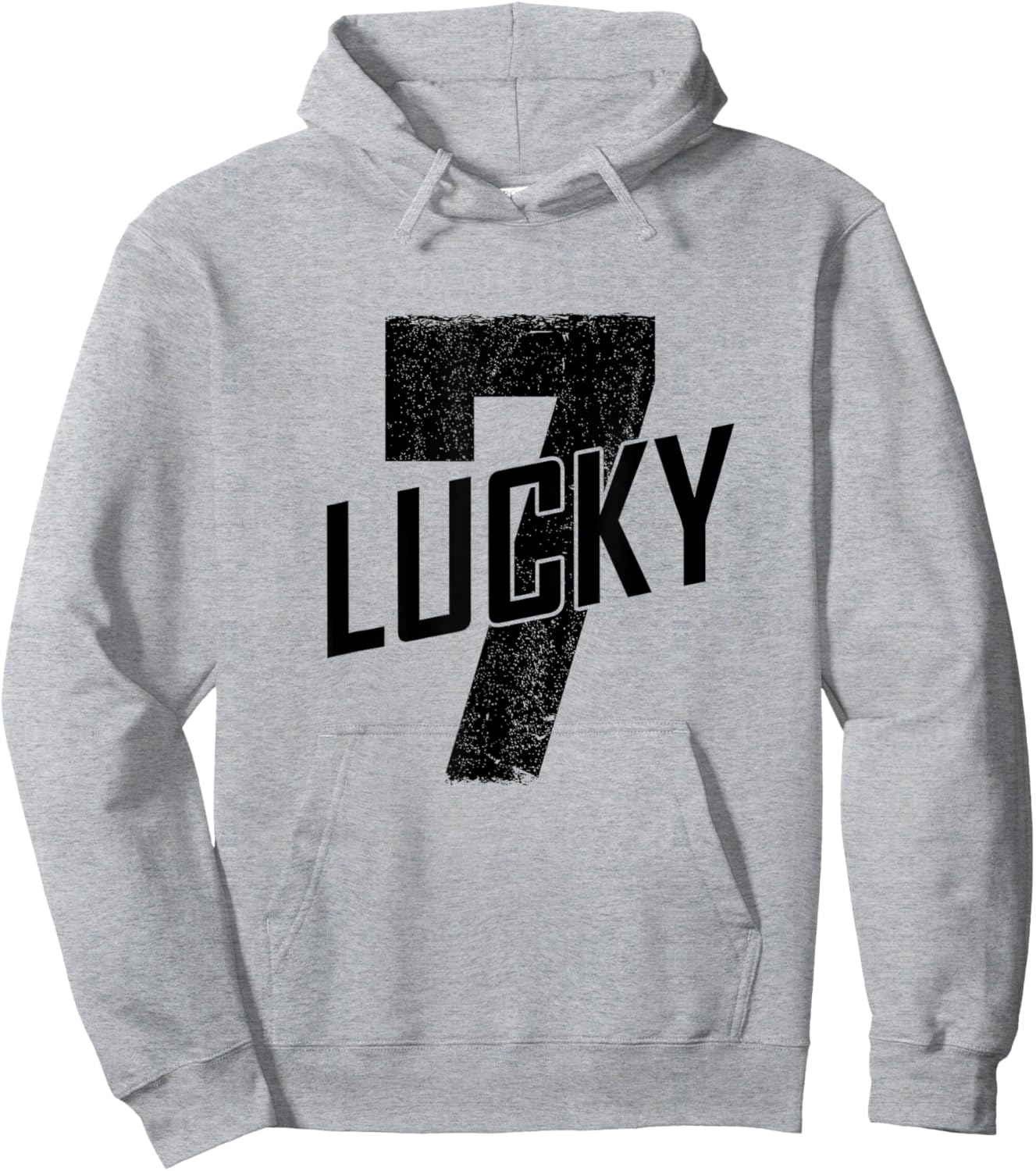 Lucky Seven Distressed In Black Lucky Number 7 Hoodie - Hoodie | Ash