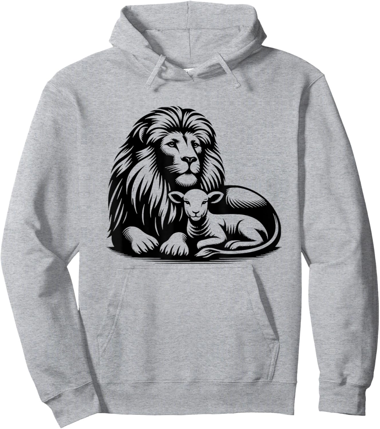 Lion and Lamb Black Design Christian Men Women Hoodie - Hoodie | Ash