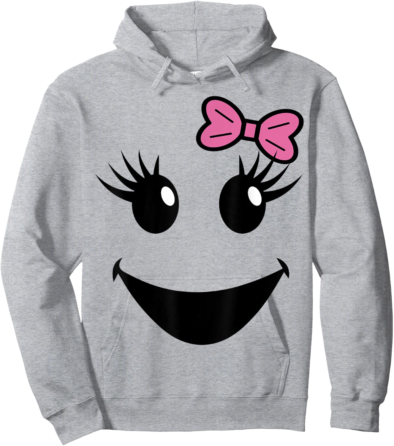 Cute Ghost Face With Bow Eyelashes Halloween Girls Hoodie - Hoodie | Ash