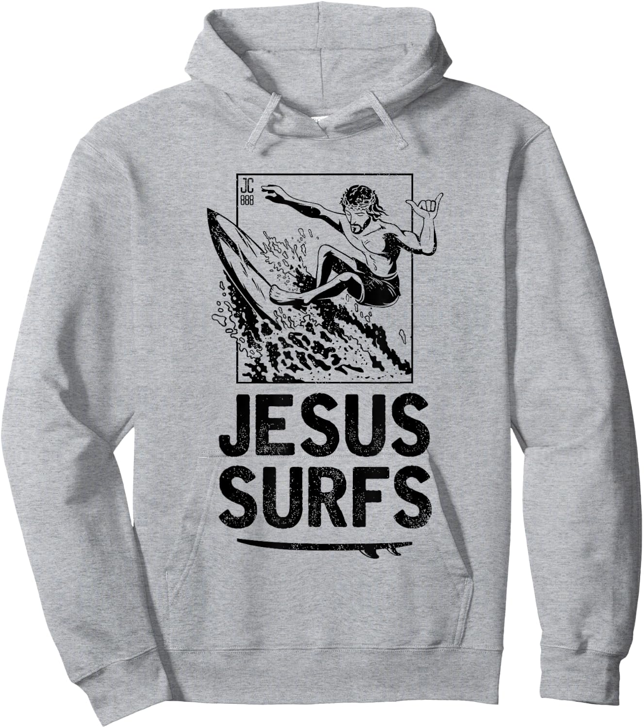 Jesus Surfs Funny Jesus Christian Surfer Hoodie - Hoodie | Ash