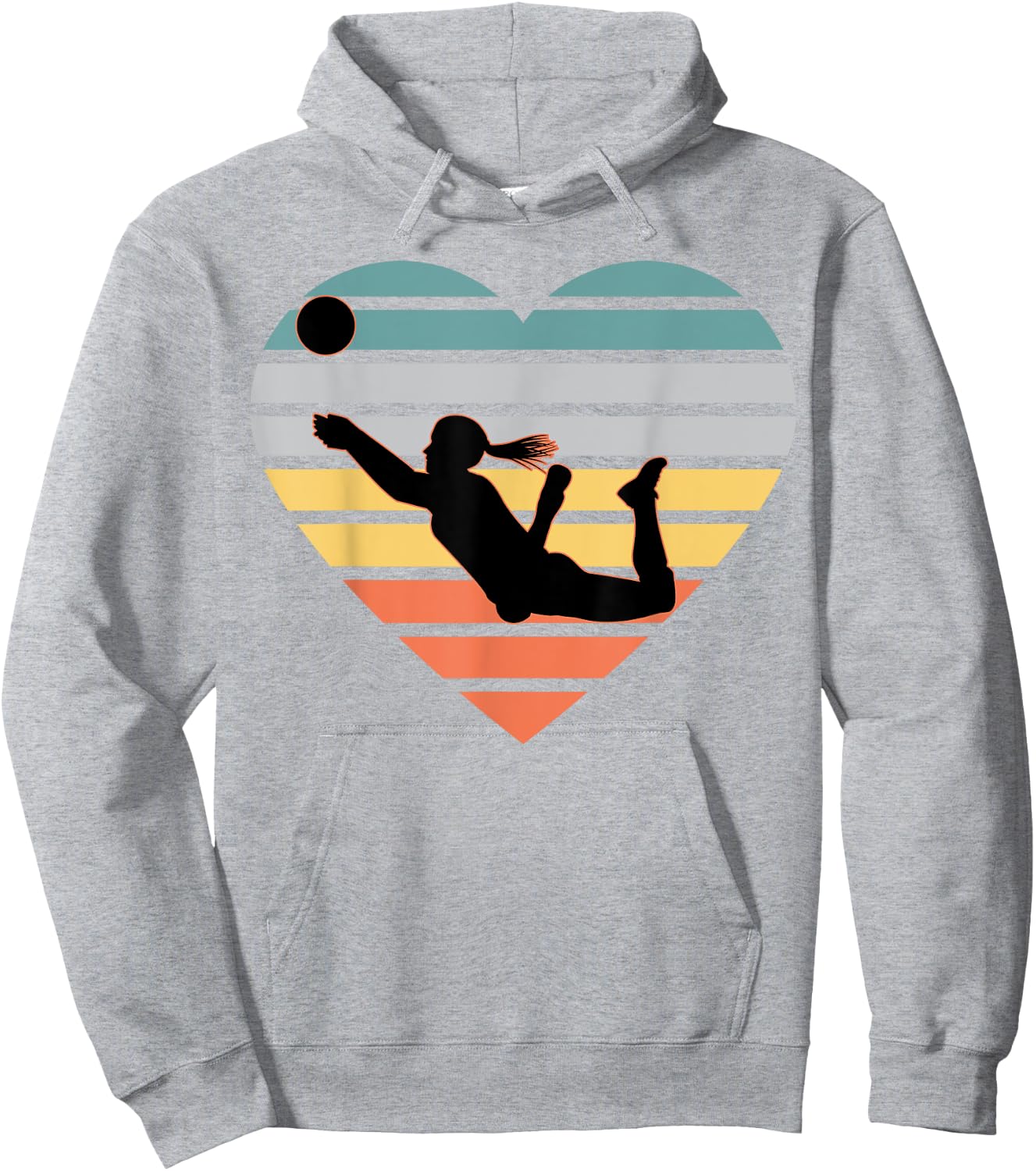 Volleyball Gifts for Teen Girls Retro Vintage Heart Hoodie - Hoodie | Ash