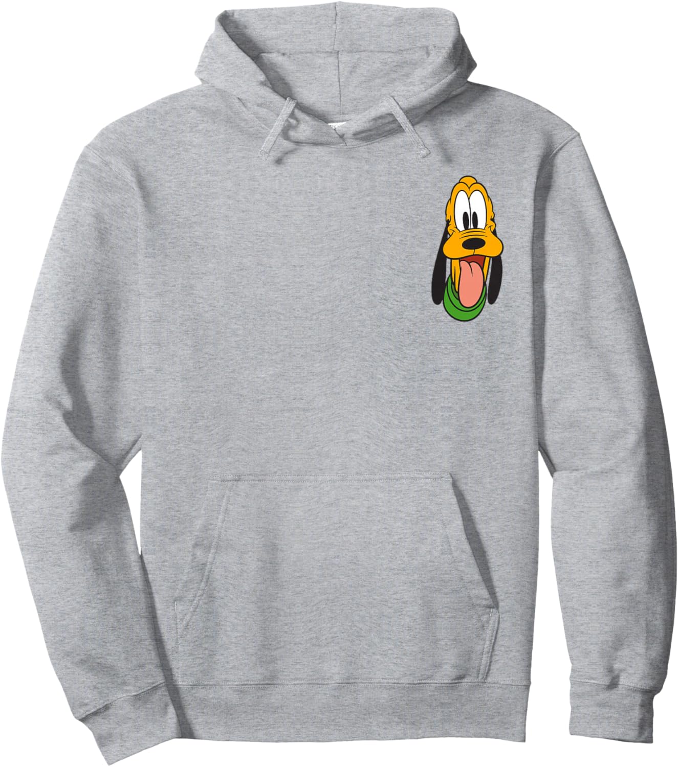 Disney Mickey and Friends Pluto Face Small Pocket Logo Hoodie - Hoodie | Ash