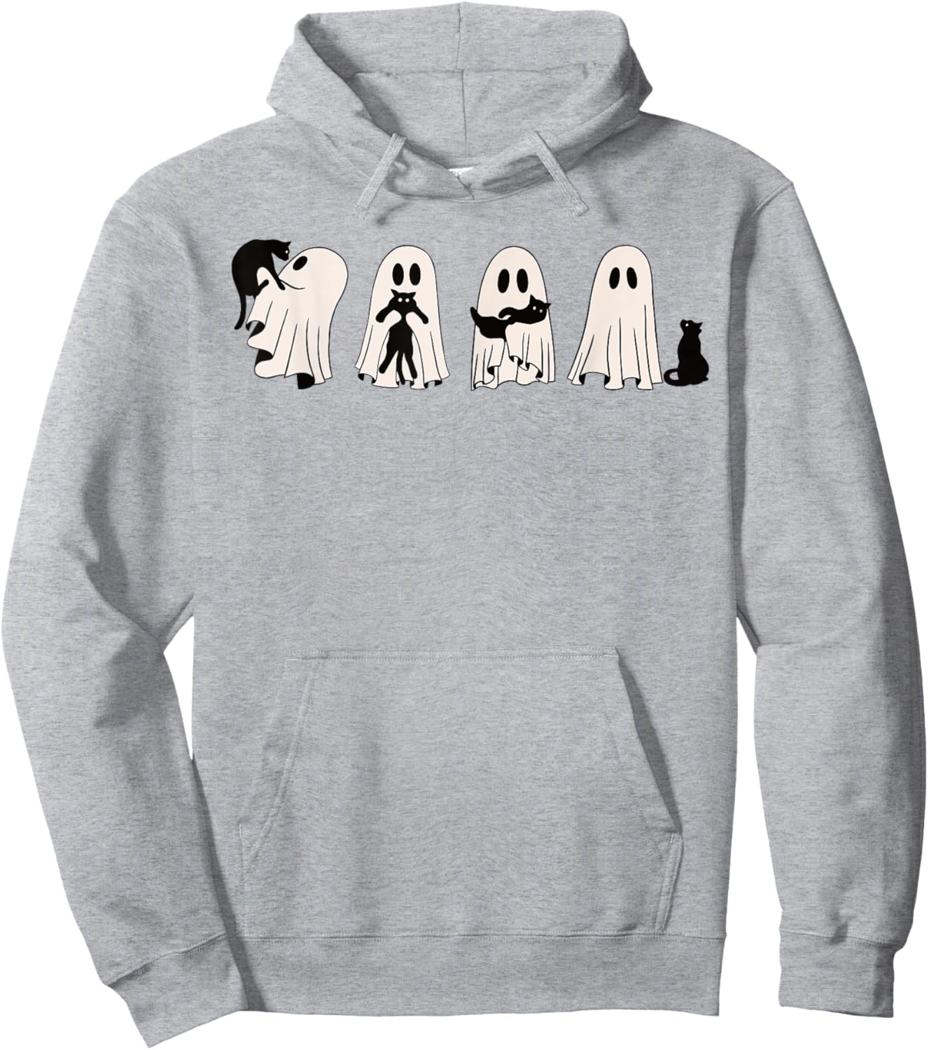 Funny Ghost Black Cat Spooky Season Trick Or Treat Halloween Hoodie - Hoodie | Ash