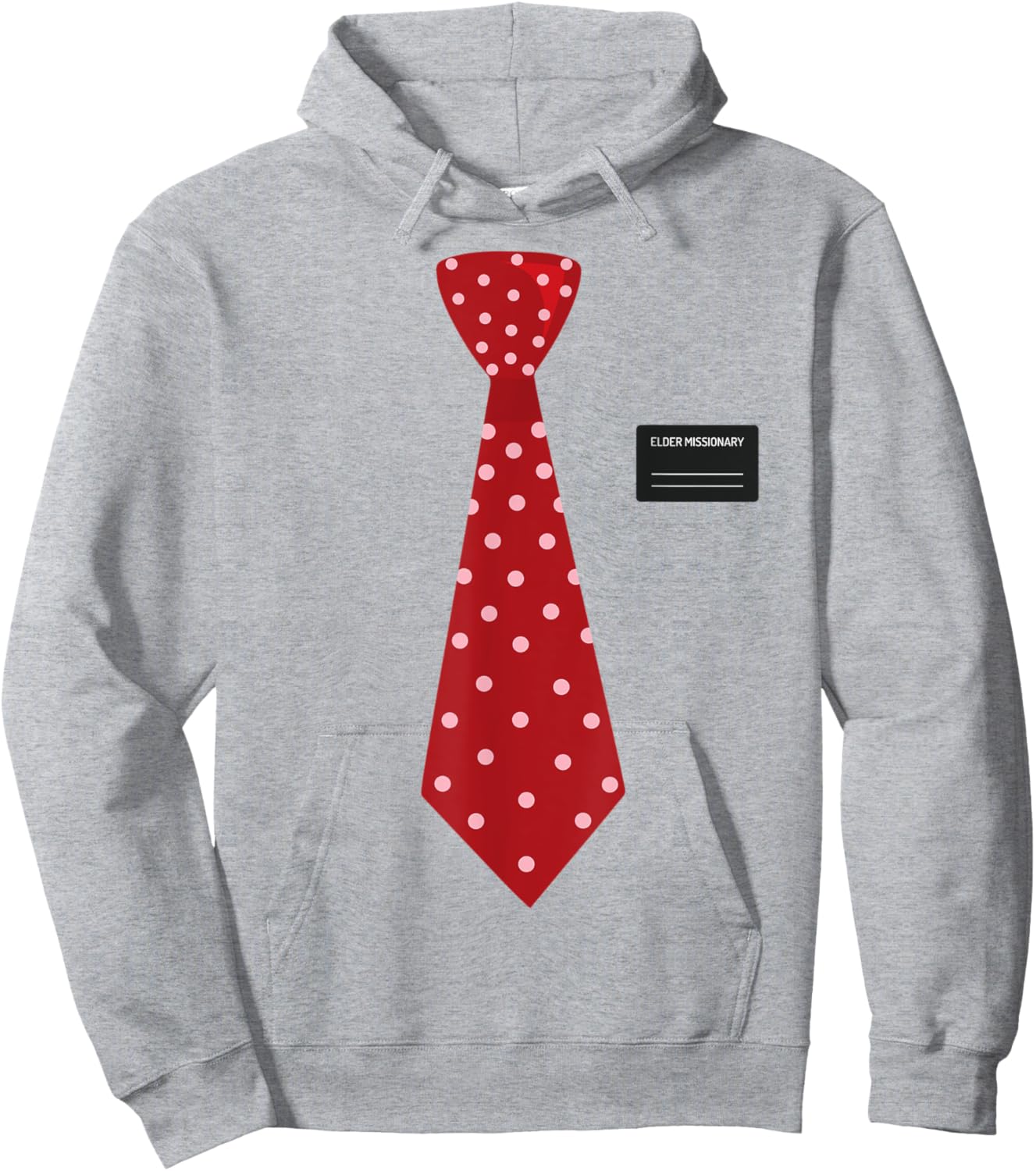 Funny Mormon Missionary Costume, LDS Elder Tie & Name Tag Hoodie - Hoodie | Ash