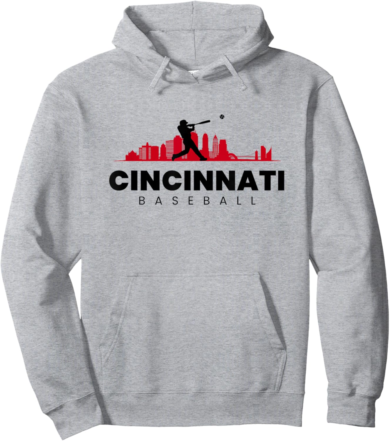 Cincinnati Baseball Vintage Minimalist Retro Baseball Lover Hoodie - Hoodie | Ash