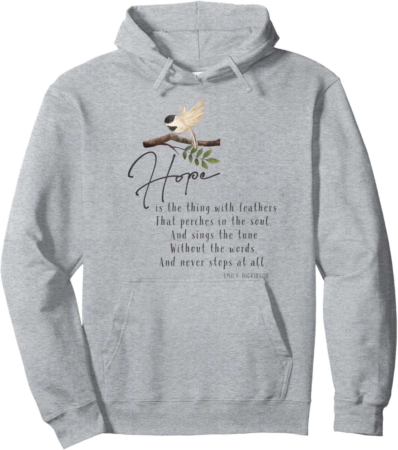 Emily Dickinson Hope is The Thing With Feathers Bird Poetry Hoodie - Hoodie | Ash