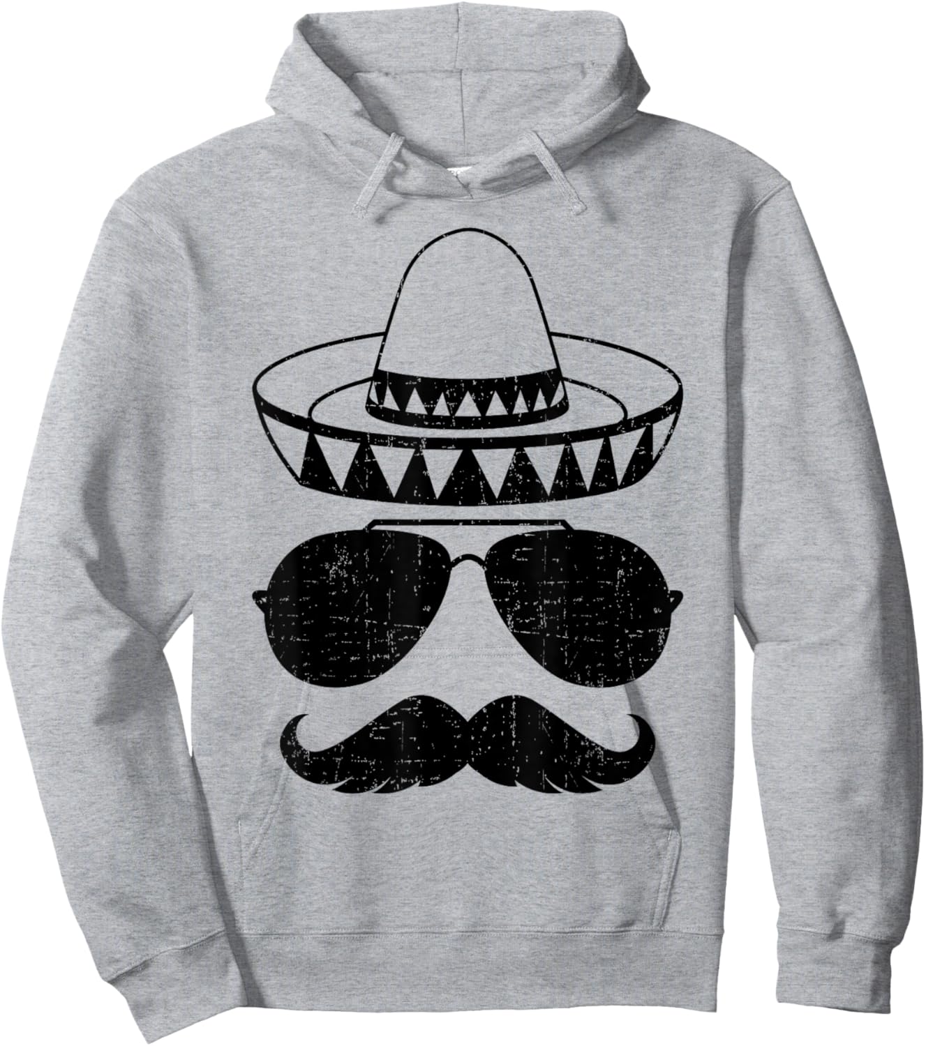 Funny sombrero face with mustache for mexican Cinco de Mayo Hoodie - Hoodie | Ash