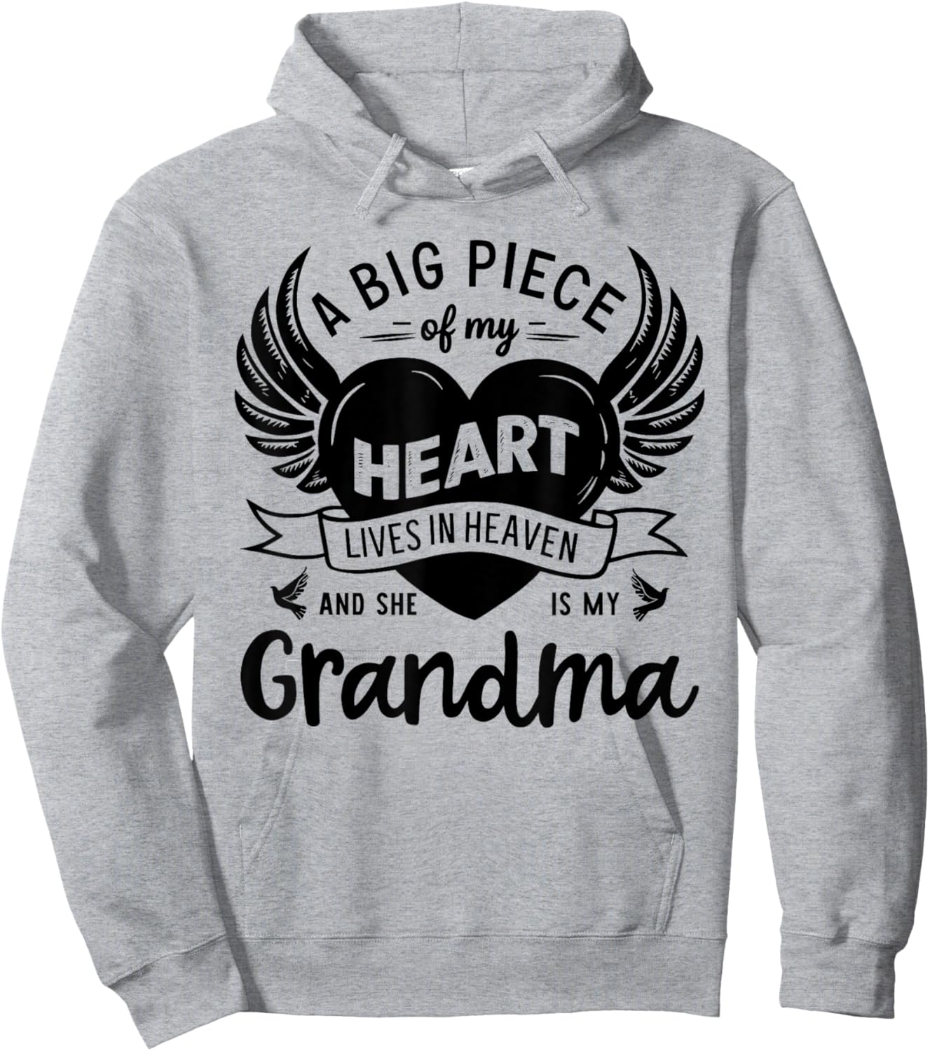 My Heart Lives In Heaven She Is My Grandma Guardian Angel Hoodie - Hoodie | Ash