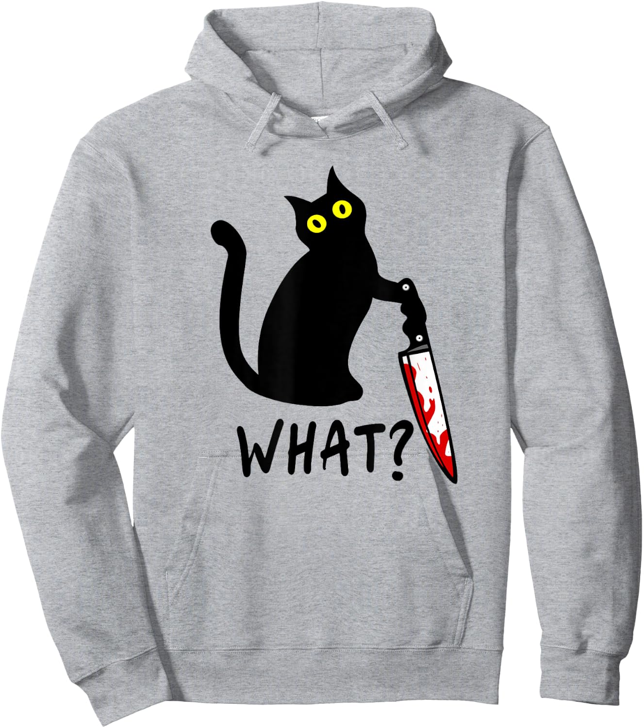 What? Funny Black Murderous Cat Knife Kitten Cat Lover Gift Men Women Hoodie - Hoodie | Ash
