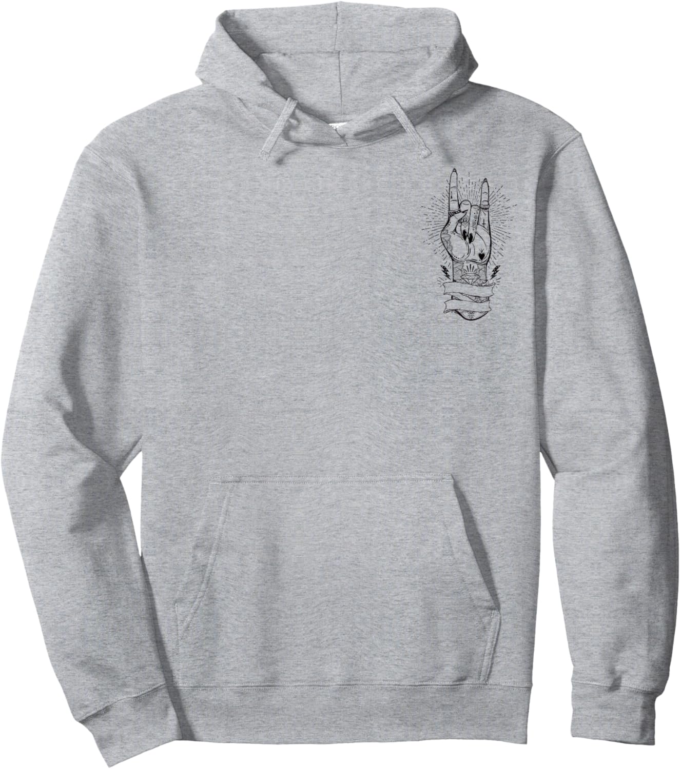Pommesgabel Heavy Metal Rock Frau Mädchen Feminismus dezent Hoodie - Hoodie | Ash