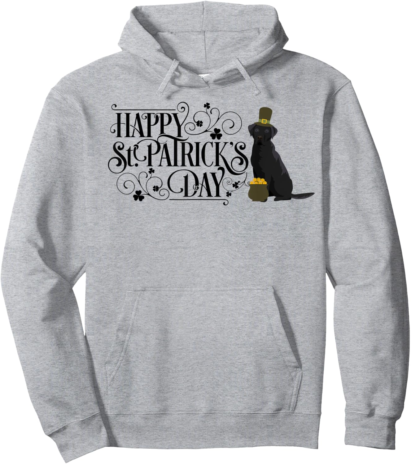 St Patricks Day Black Labrador Retriever Shirt Dog Hoodie - Hoodie | Ash