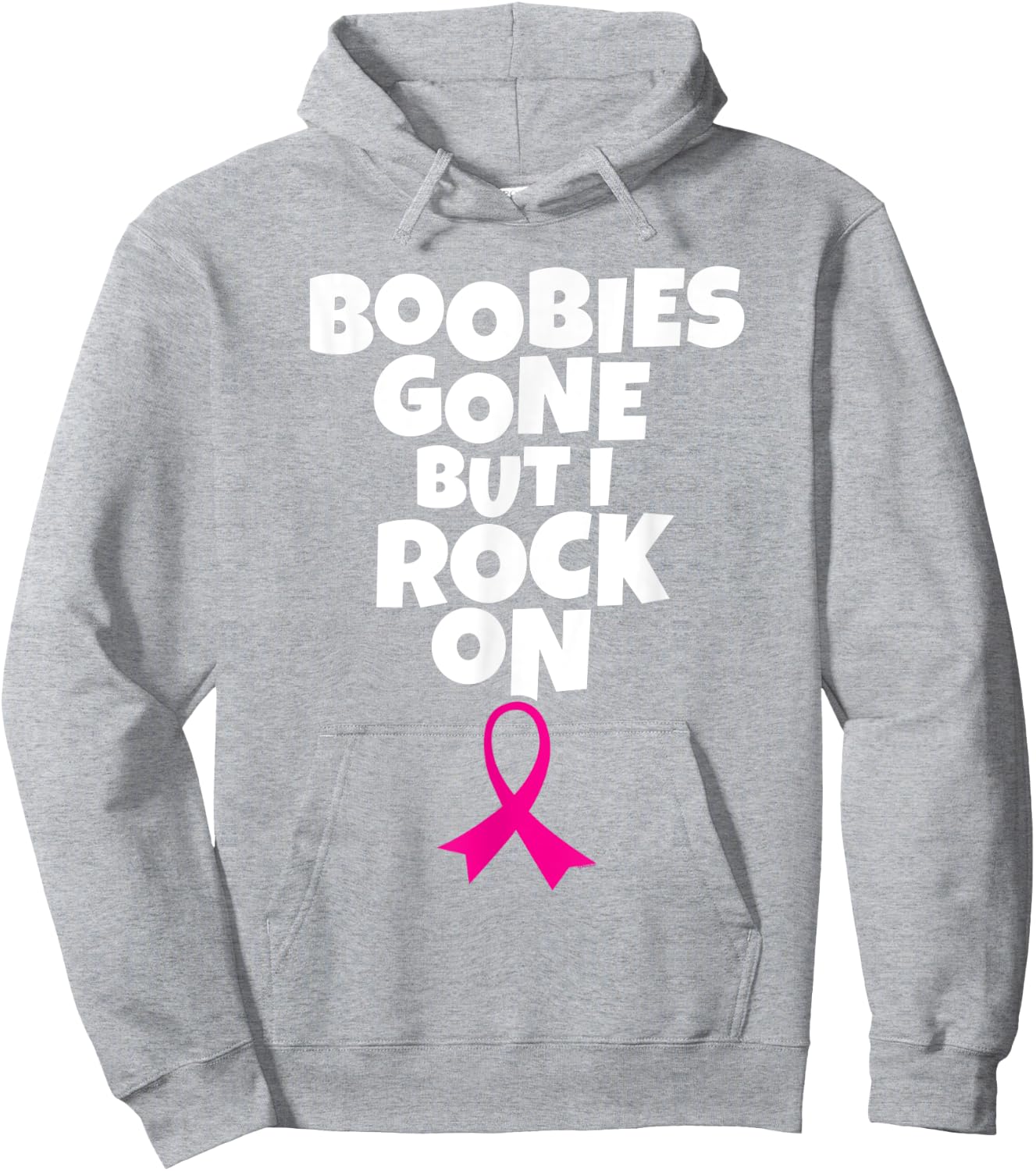 Boobies Gone But I Rock On Funny Breast Cancer Awareness Hoodie - Hoodie | Ash