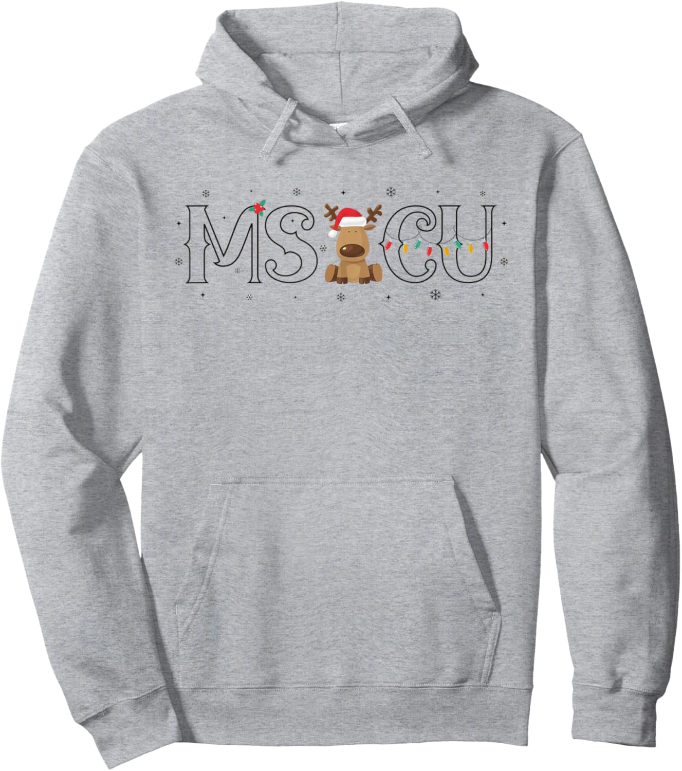 MSICU Nurse Reindeer Christmas Medical Surgical ICU Nurse Hoodie - Hoodie | Ash
