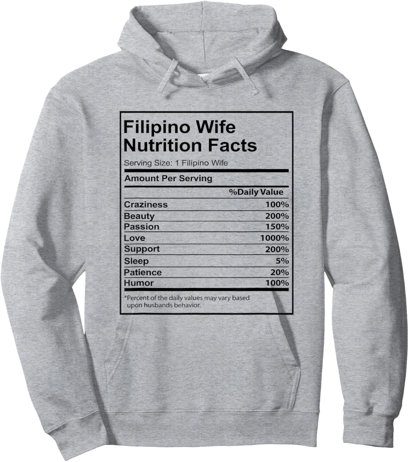 Filipino Wife Nutrition Facts Funny for Filipino Women Hoodie - Hoodie | Ash