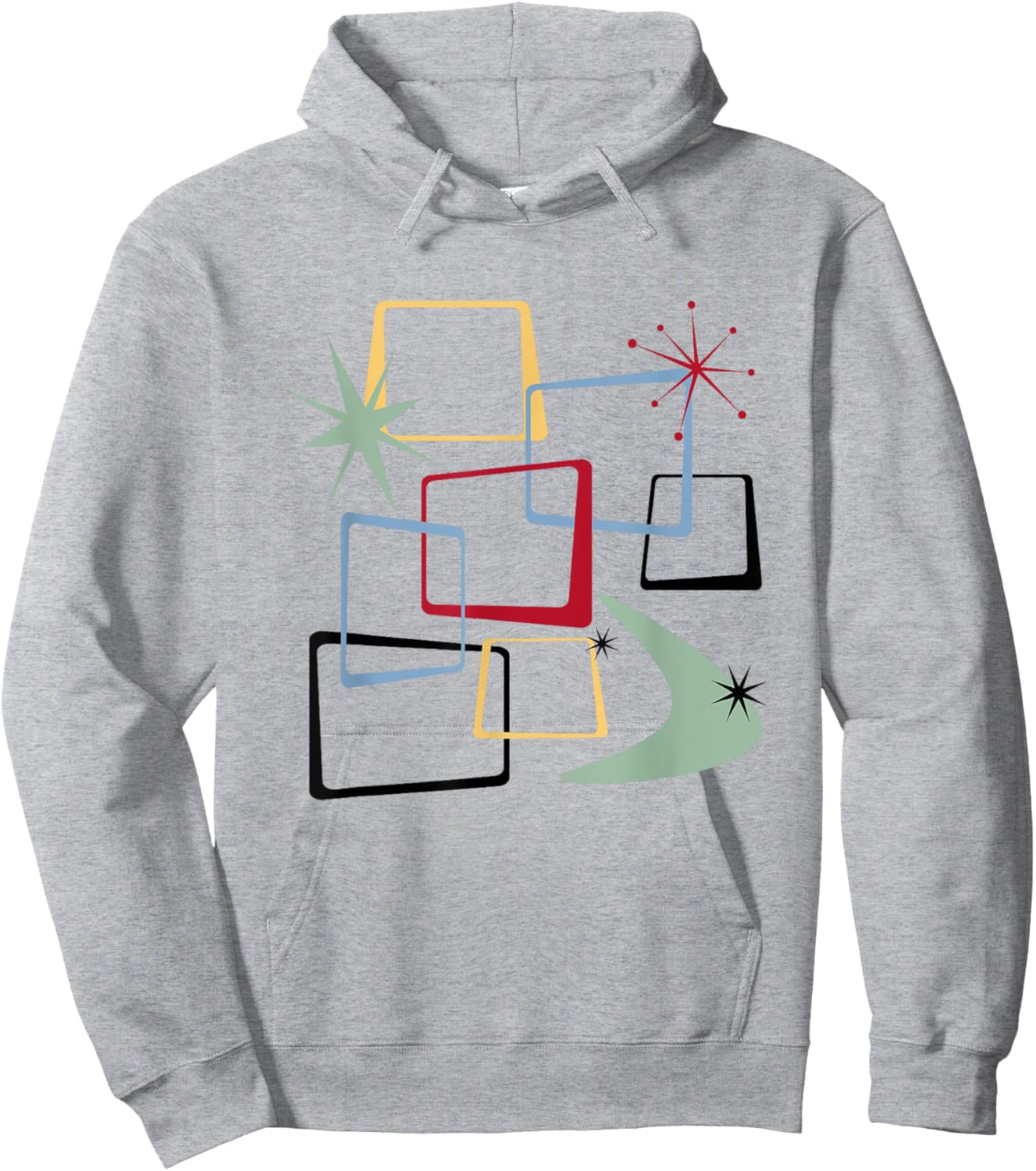 Retro Atomic Squares Stars And Boomerang Mid Century Modern Hoodie - Hoodie | Ash