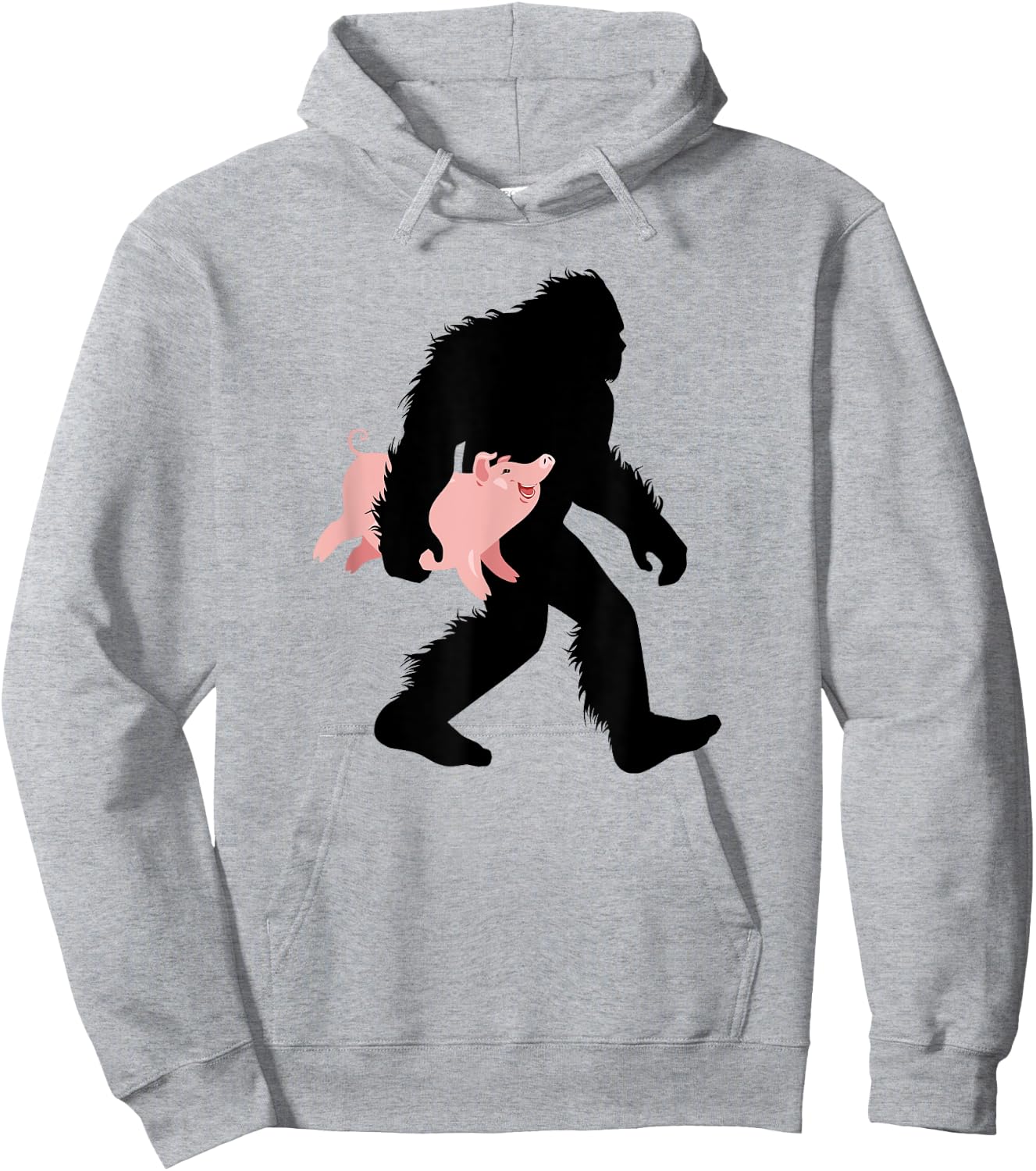 Bigfoot Carrying Pig Cute Swine Sasquatch With Hog Hoodie - Hoodie | Ash